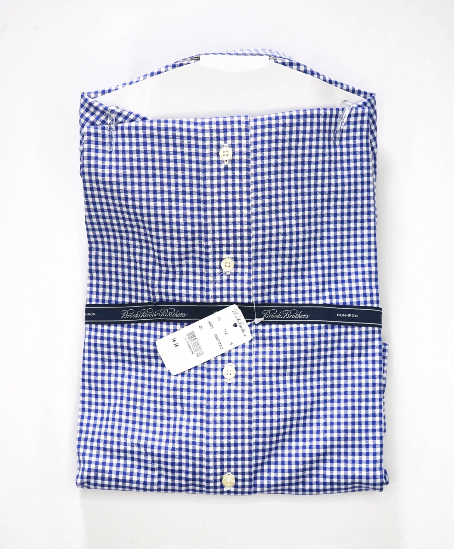 $128 BROOKS BROTHERS - Blue Gingham NON-IRON Shirt - 16 - 34