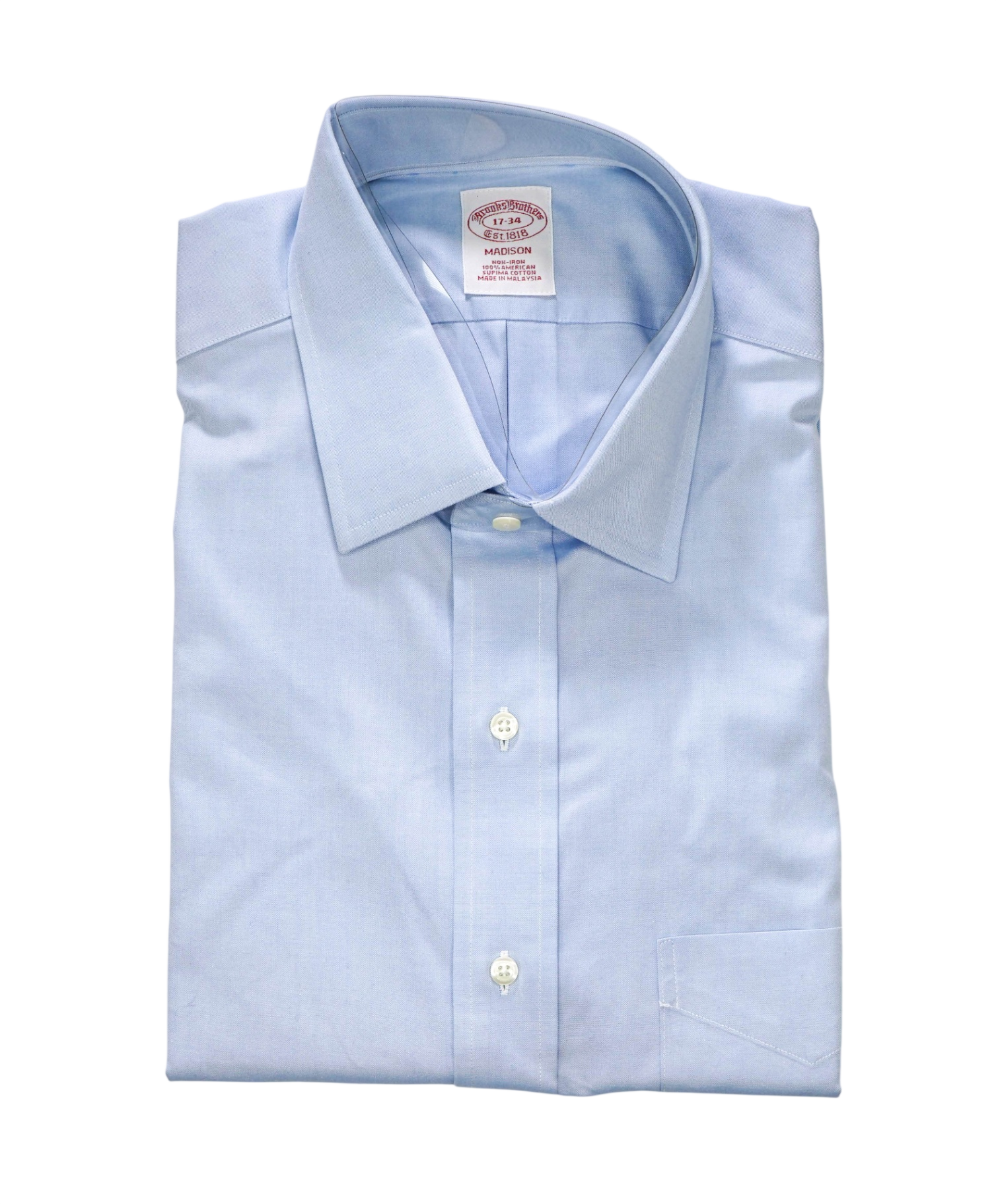 $128 BROOKS BROTHERS - Blue NON-IRON MADISON Shirt - 17 - 34