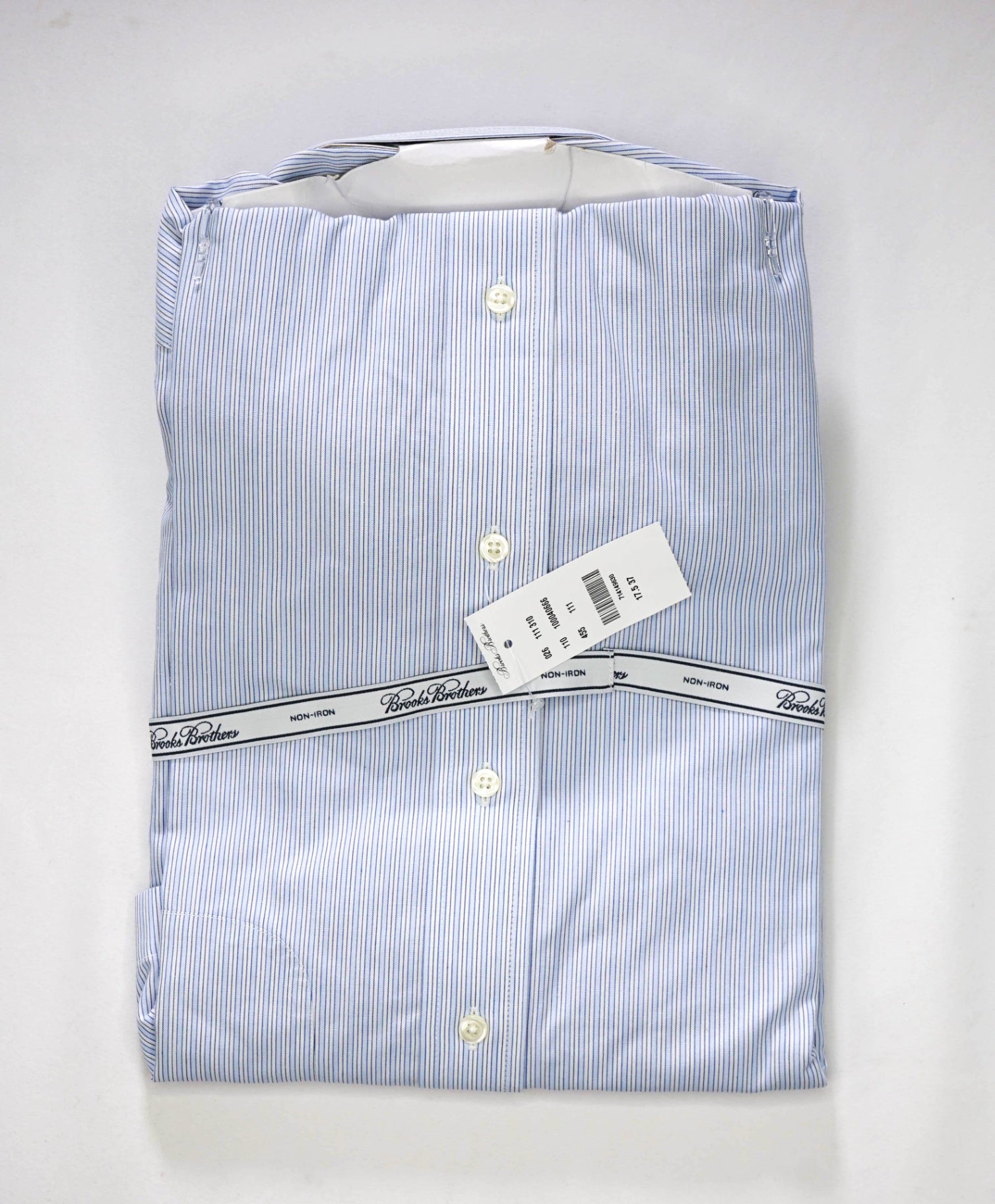 $128 BROOKS BROTHERS - Blue Stripe NON-IRON MADISON Shirt - 17.5 - 37