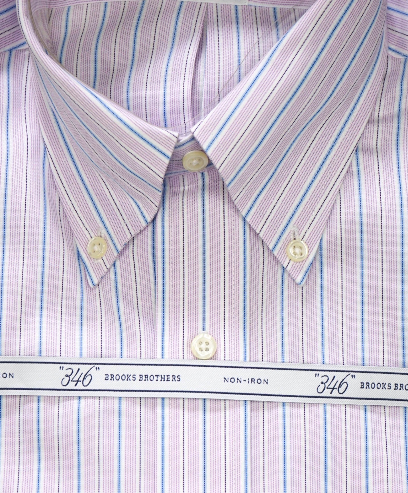$128 BROOKS BROTHERS - Purple/Blue Stripe NON-IRON SLIM FIT "346" Shirt - 15 - 34/35