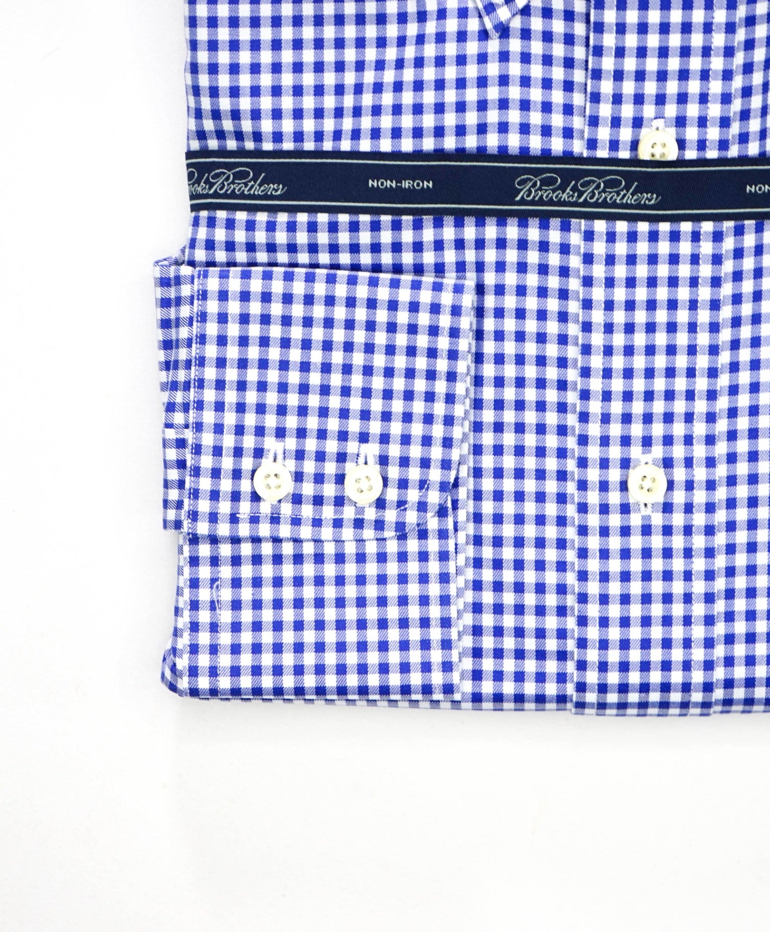 $128 BROOKS BROTHERS - Blue Gingham NON-IRON Shirt - 16 - 34