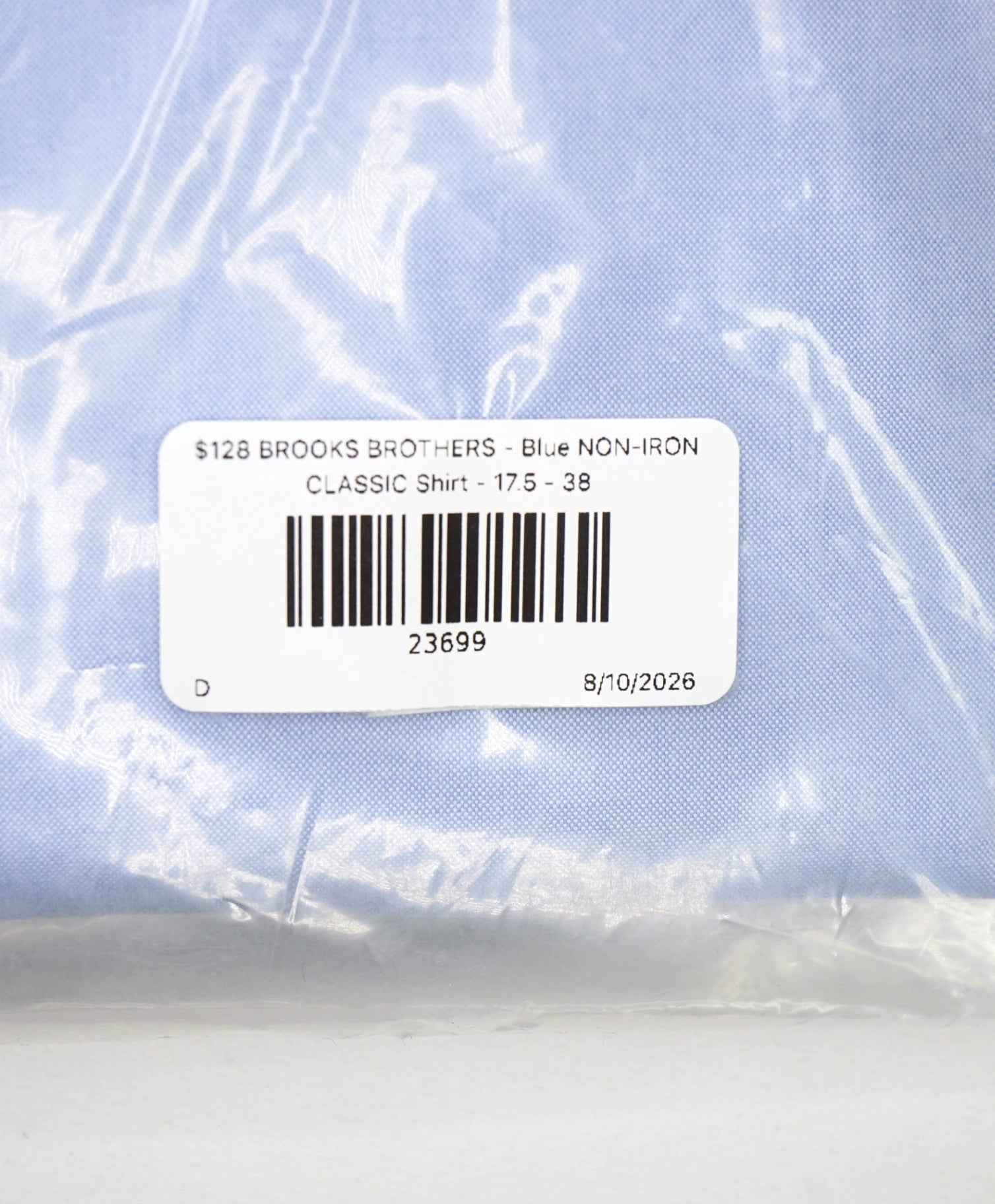 $128 BROOKS BROTHERS - Blue NON-IRON CLASSIC Shirt - 17.5 - 38