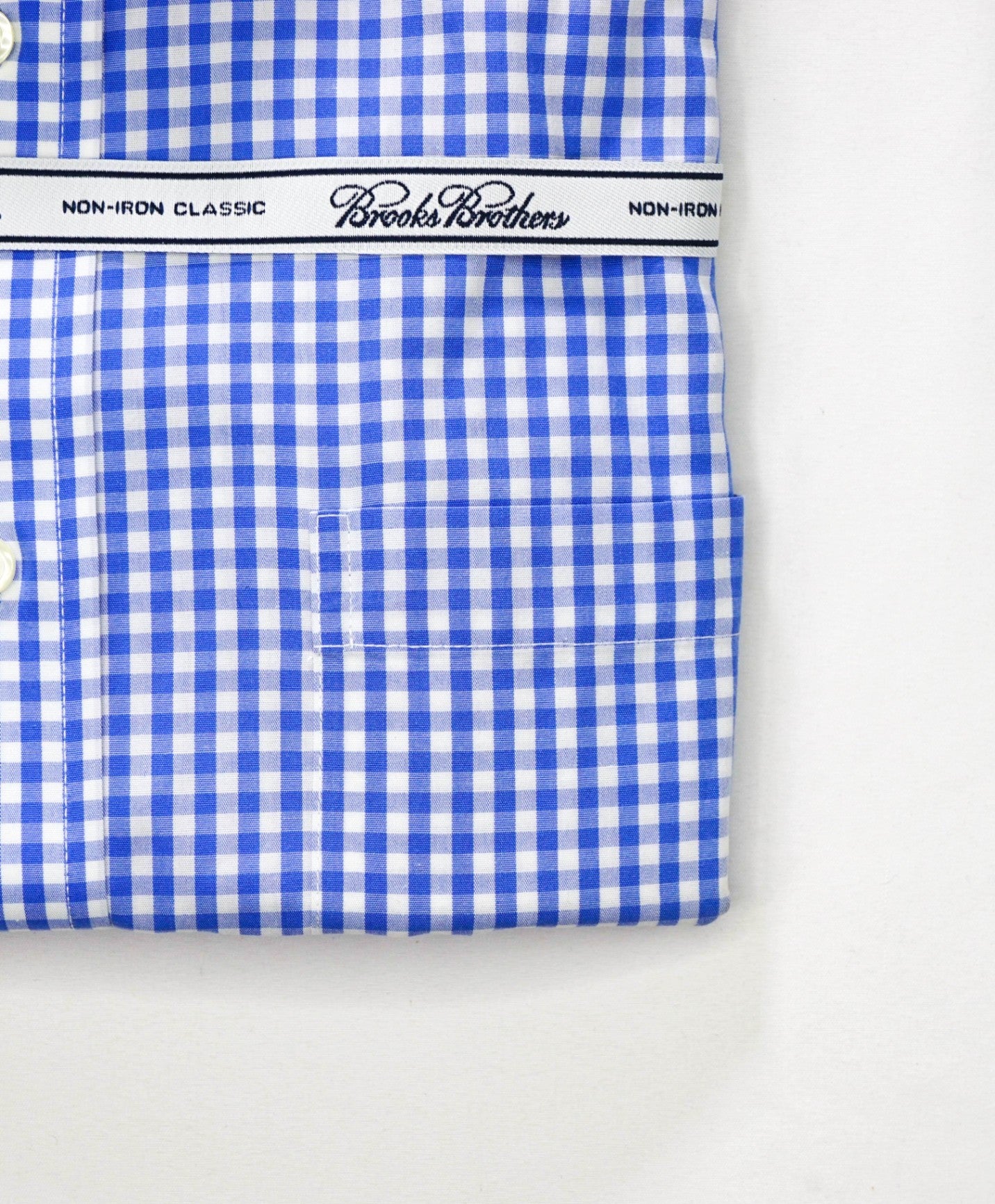 $128 BROOKS BROTHERS - Blue Gingham NON-IRON CLASSIC Shirt - 16 - 35