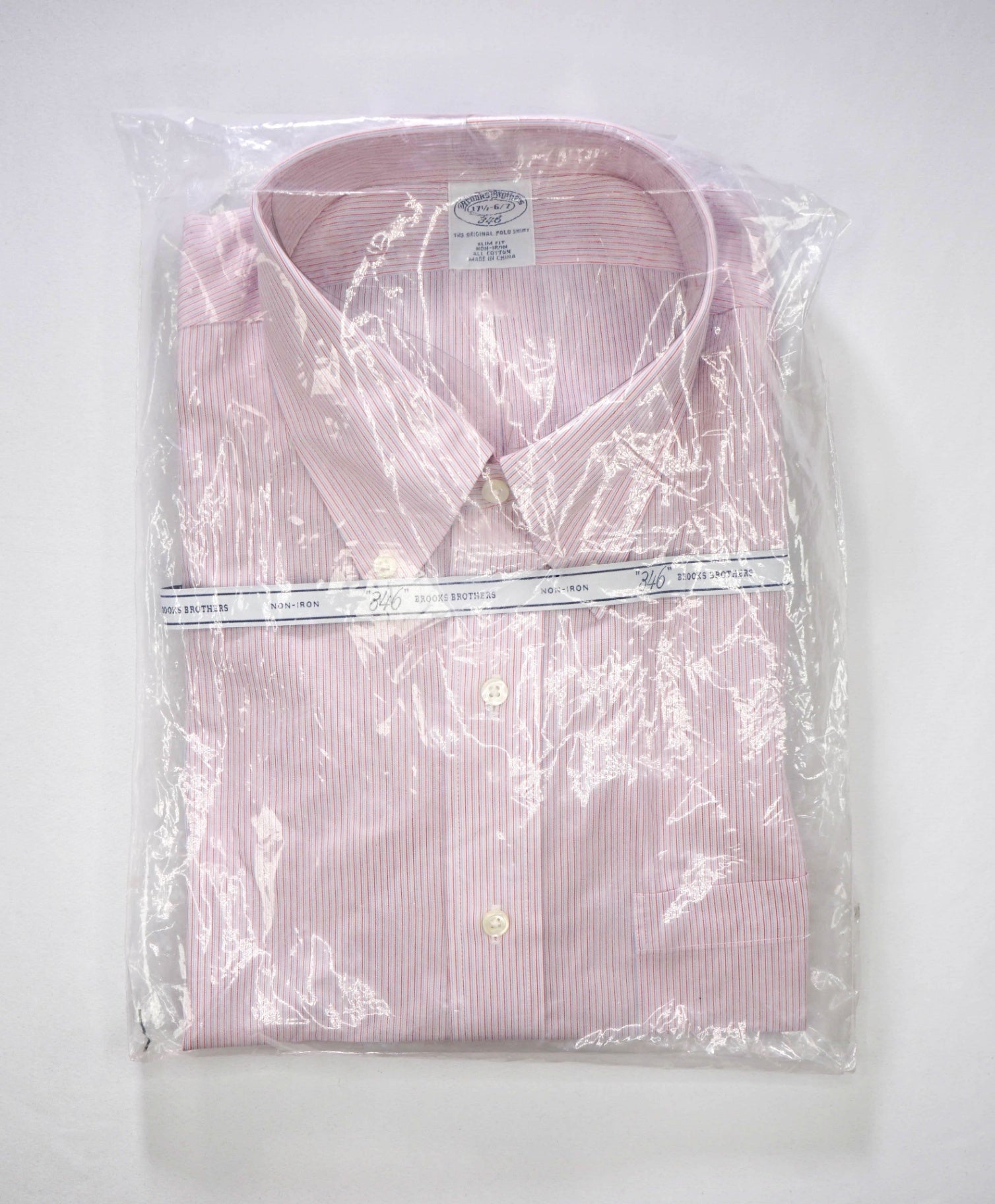 $128 BROOKS BROTHERS - Red/Blue Stripe NON-IRON SLIM FIT "346" Shirt - 17.5 - 36/37