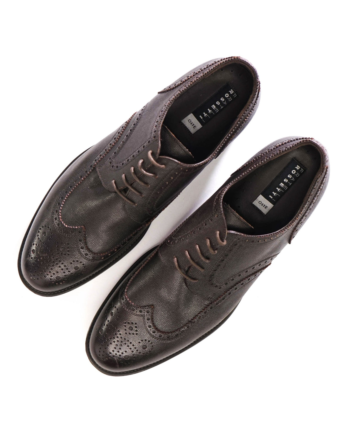 $700 FRATELLI ROSSETTI - Brown Pebble Leather Derby - US 11 (UK10)
