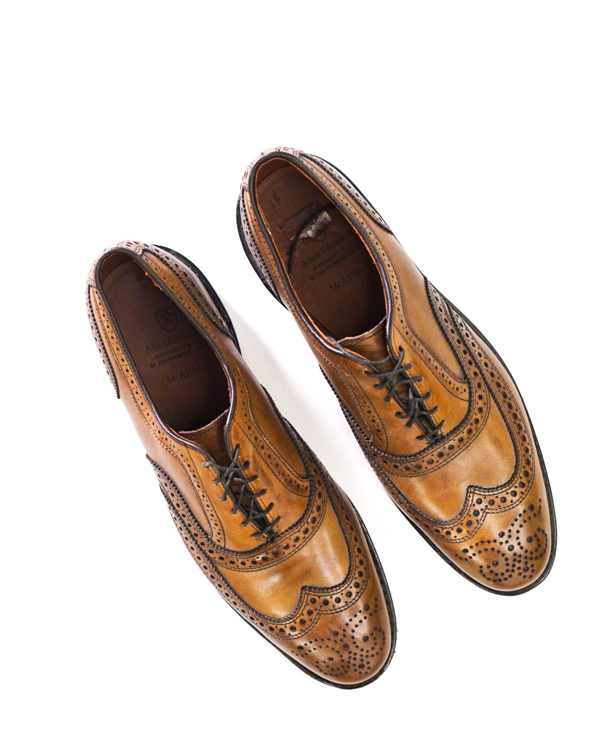 $450 ALLEN EDMONDS - Brown Leather Wingtip Oxfords - 10.5