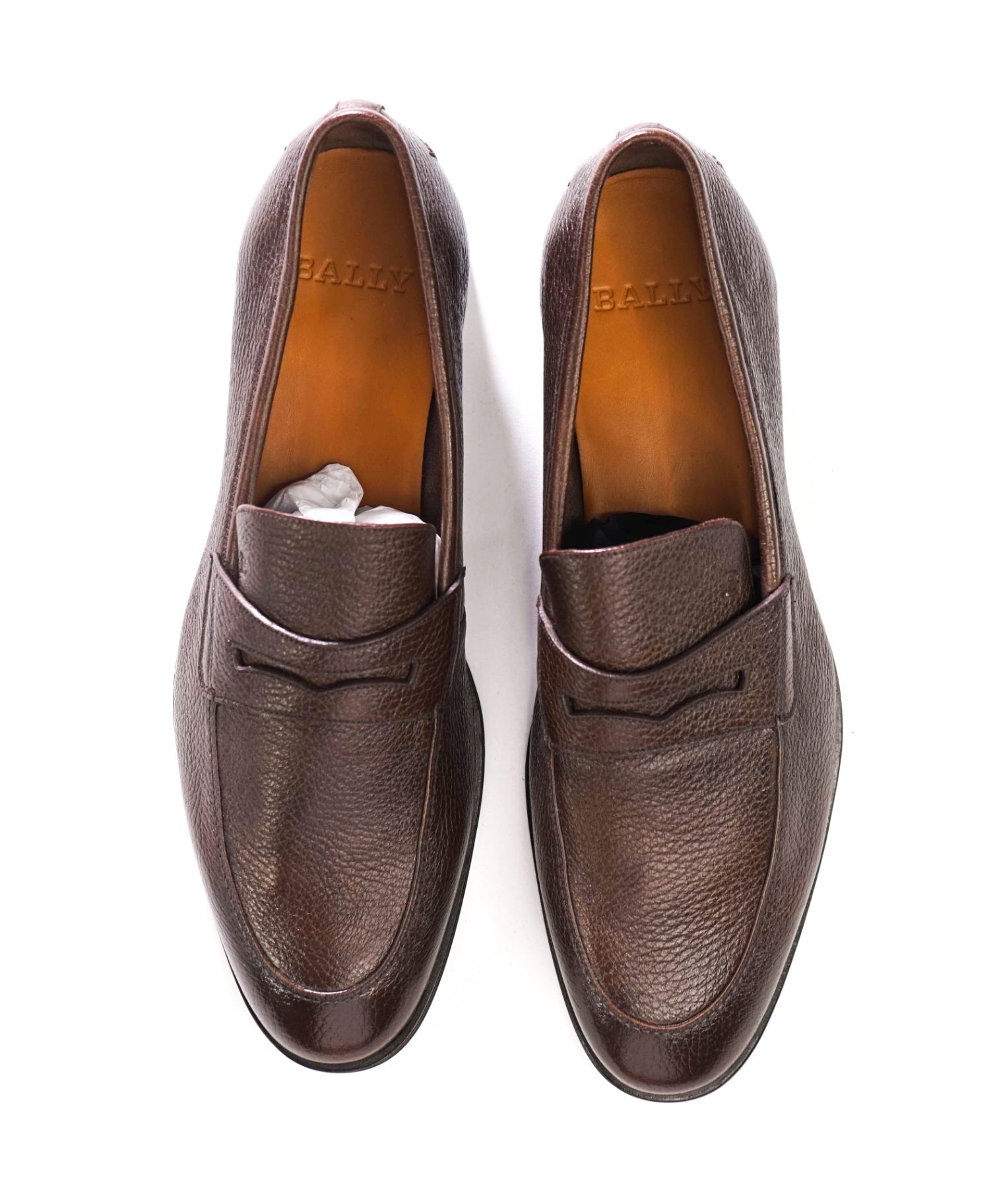 $750 BALLY - Brown Pebble Leather Loafers - US 10 (9UK)
