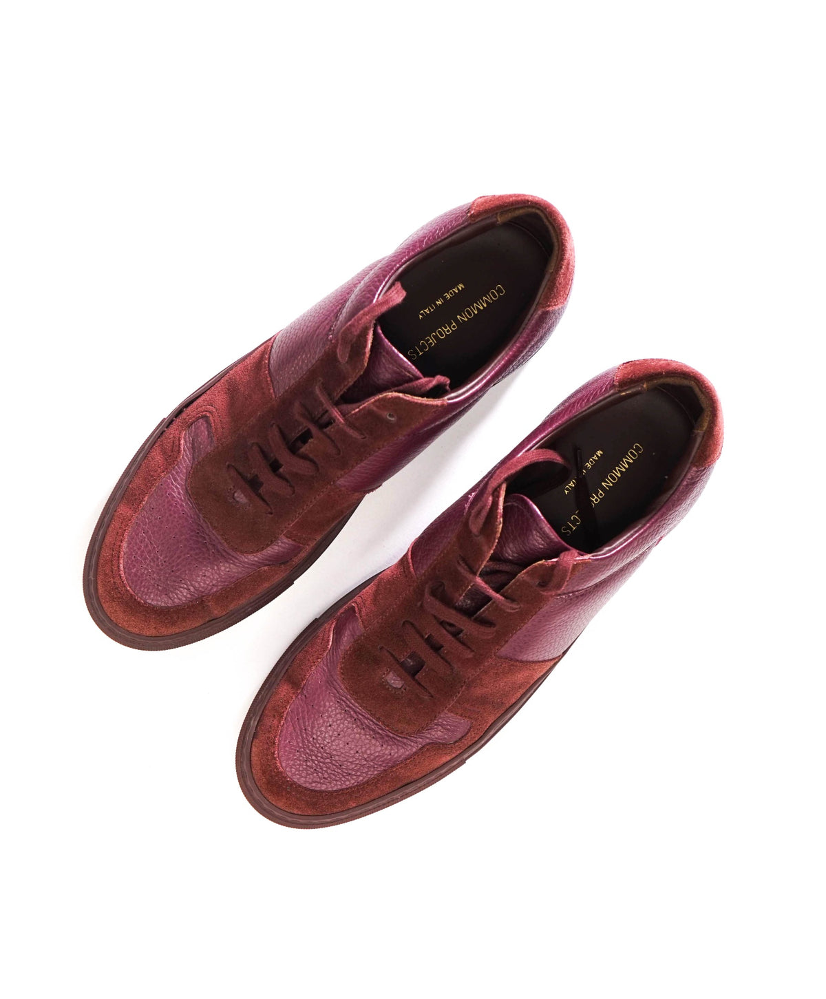 $440 COMMON PROJECTS - Burgundy Leather/Suede Sneakers - US 10 (EU43)