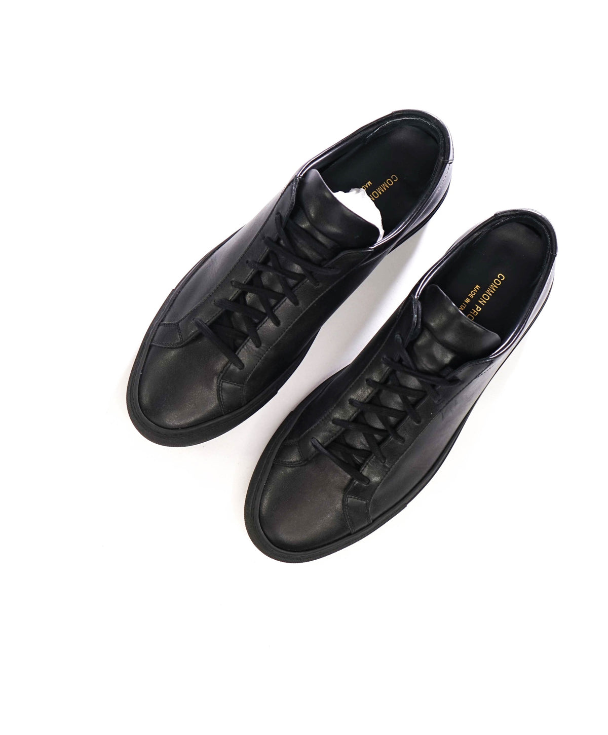 $440 COMMON PROJECTS - Black Leather Sneakers - US 11 (EU44)