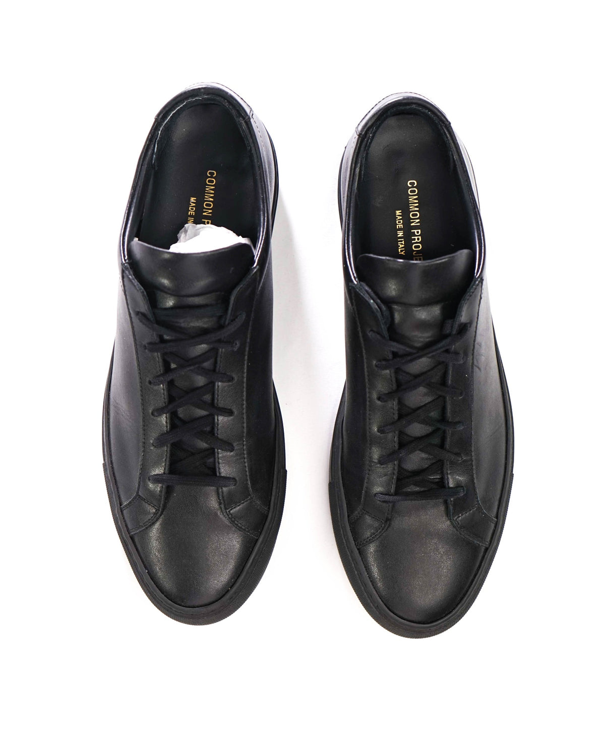 $440 COMMON PROJECTS - Black Leather Sneakers - US 11 (EU44)