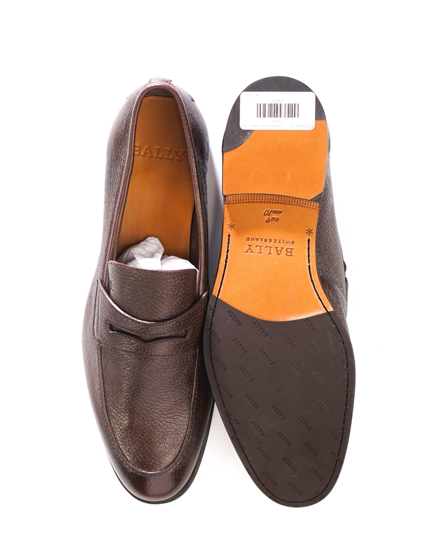 $750 BALLY - Brown Pebble Leather Loafers - US 10 (9UK)