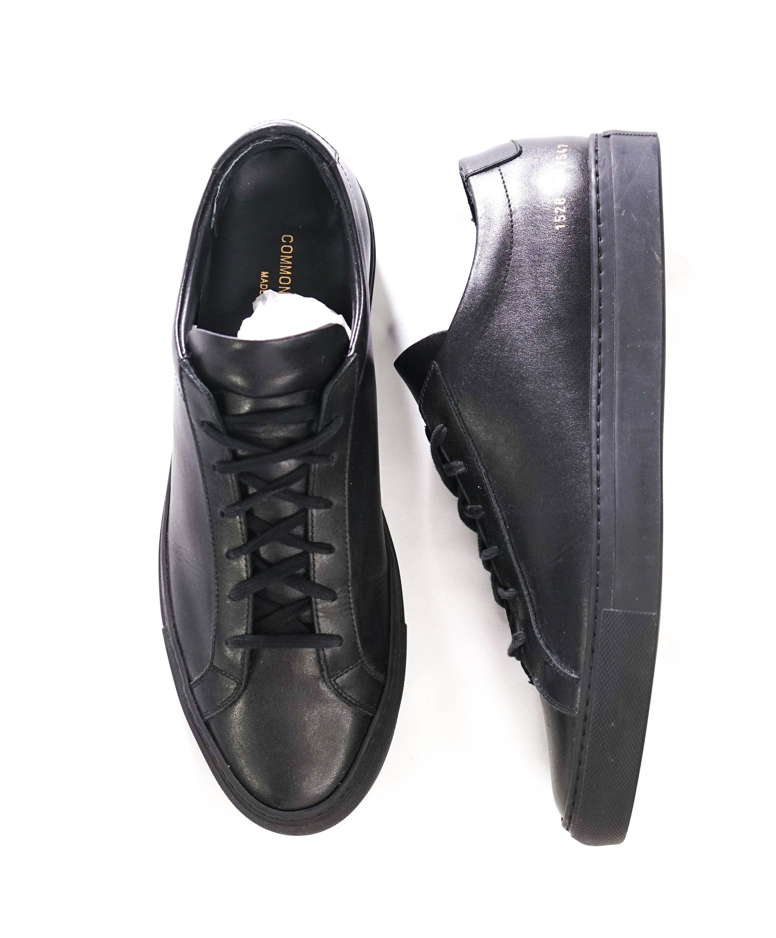 $440 COMMON PROJECTS - Black Leather Sneakers - US 11 (EU44)