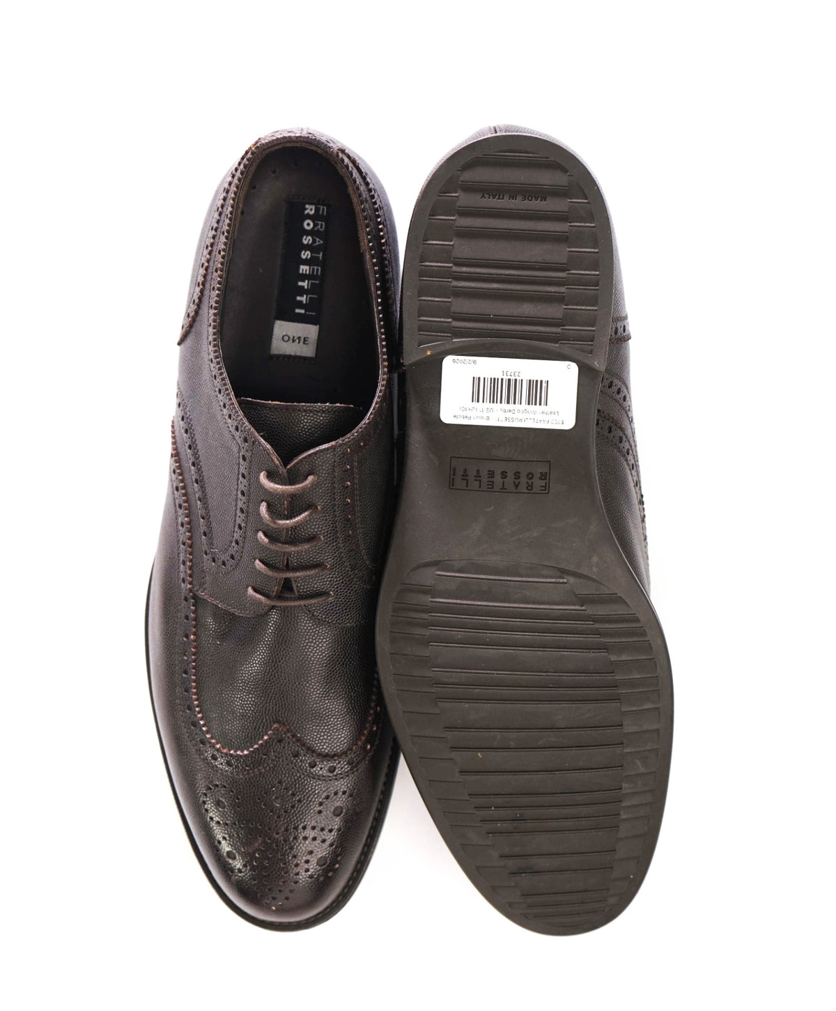$700 FRATELLI ROSSETTI - Brown Pebble Leather Derby - US 11 (UK10)