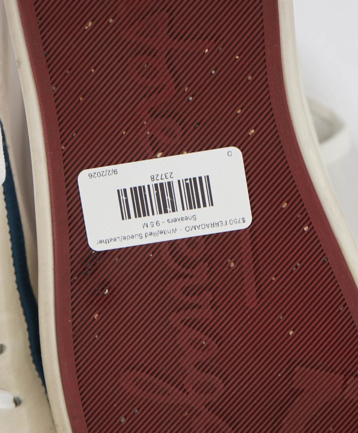 $750 FERRAGAMO - White/Red Suede/Leather Sneakers - 9.5 M