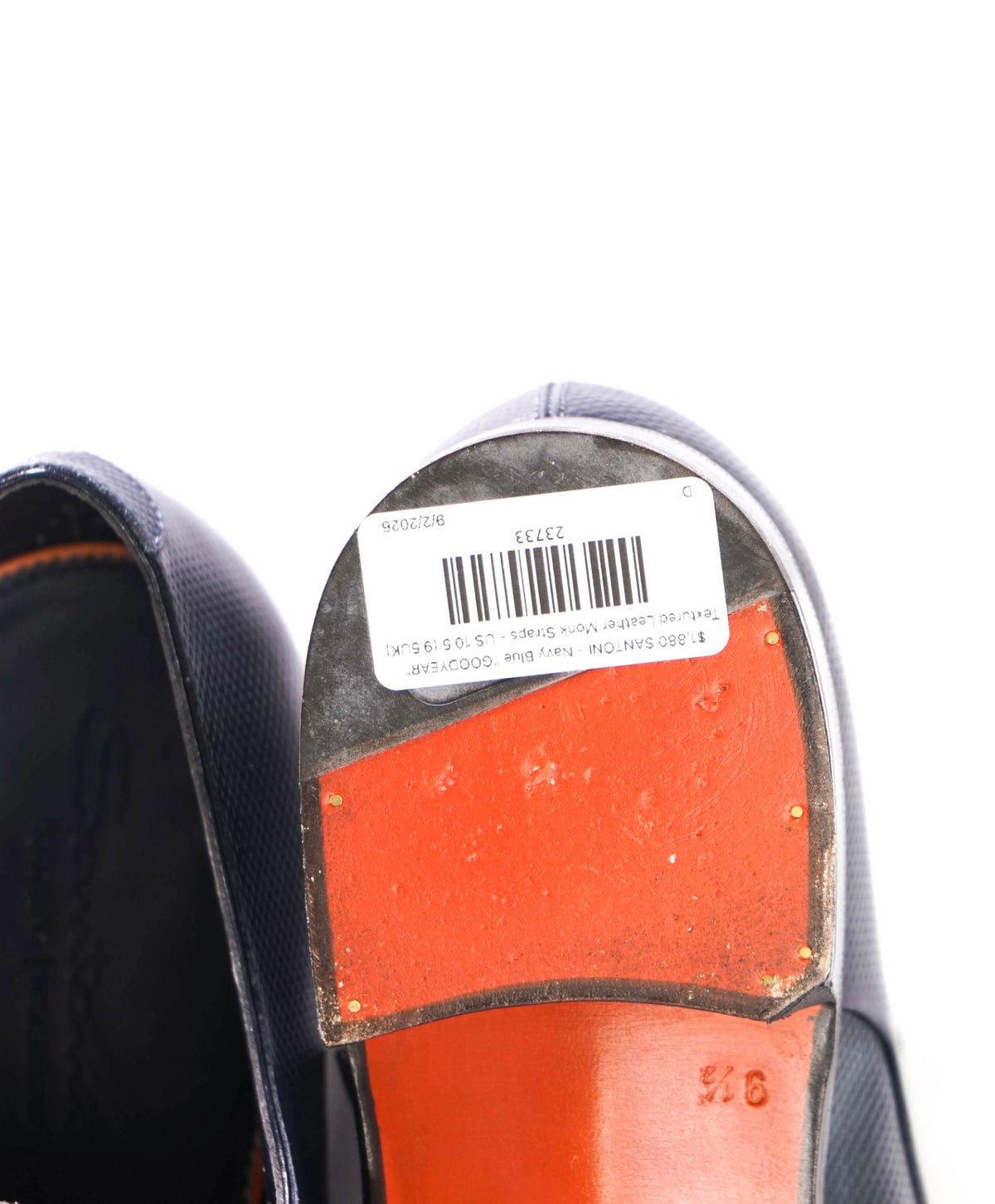 $1,880 SANTONI - Blue "GOODYEAR" Leather Monk - US 10.5 (9.5UK)