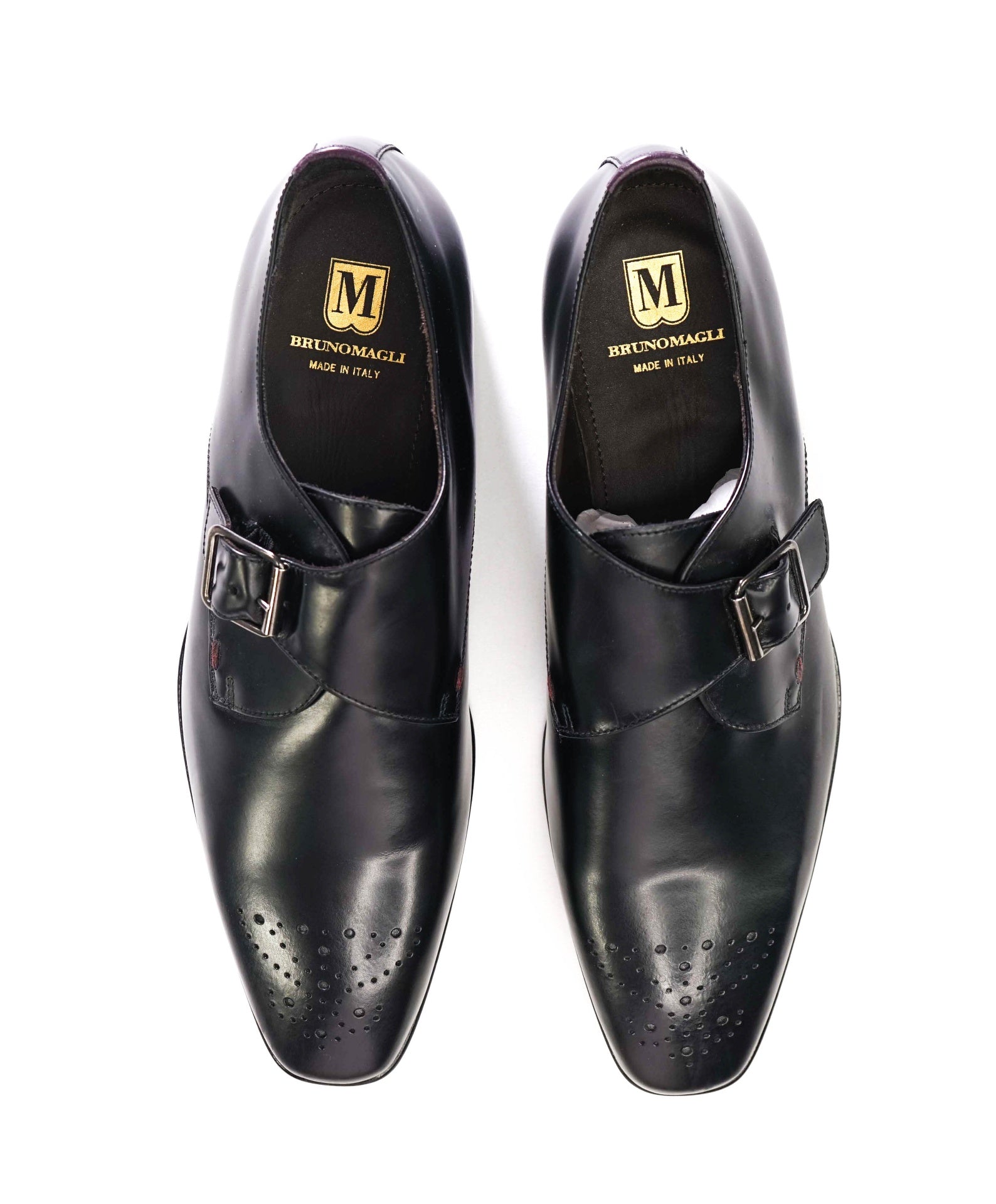 $425 BRUNO MAGLI - Black Leather Single Monk - 12