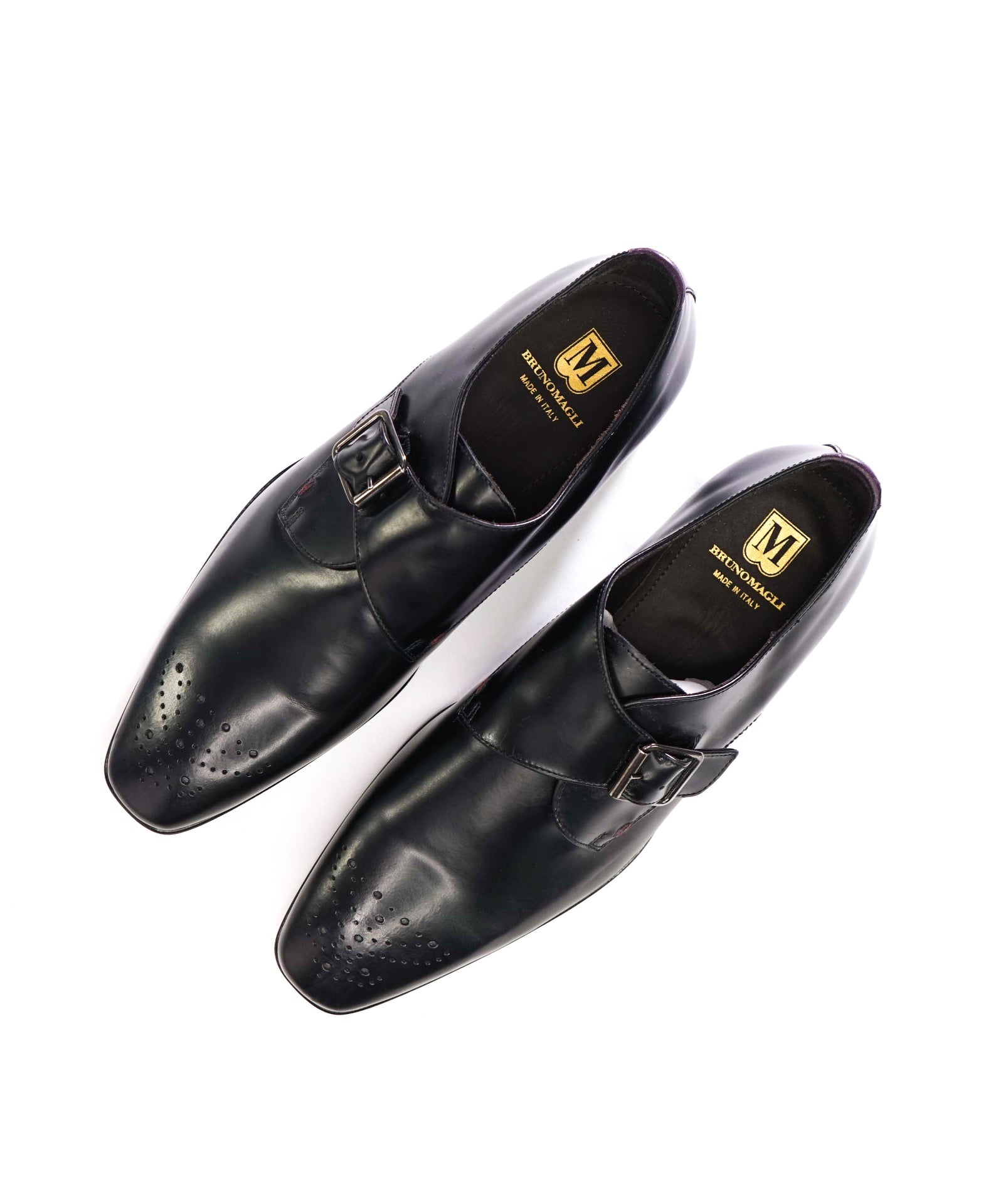 $425 BRUNO MAGLI - Black Leather Single Monk - 12