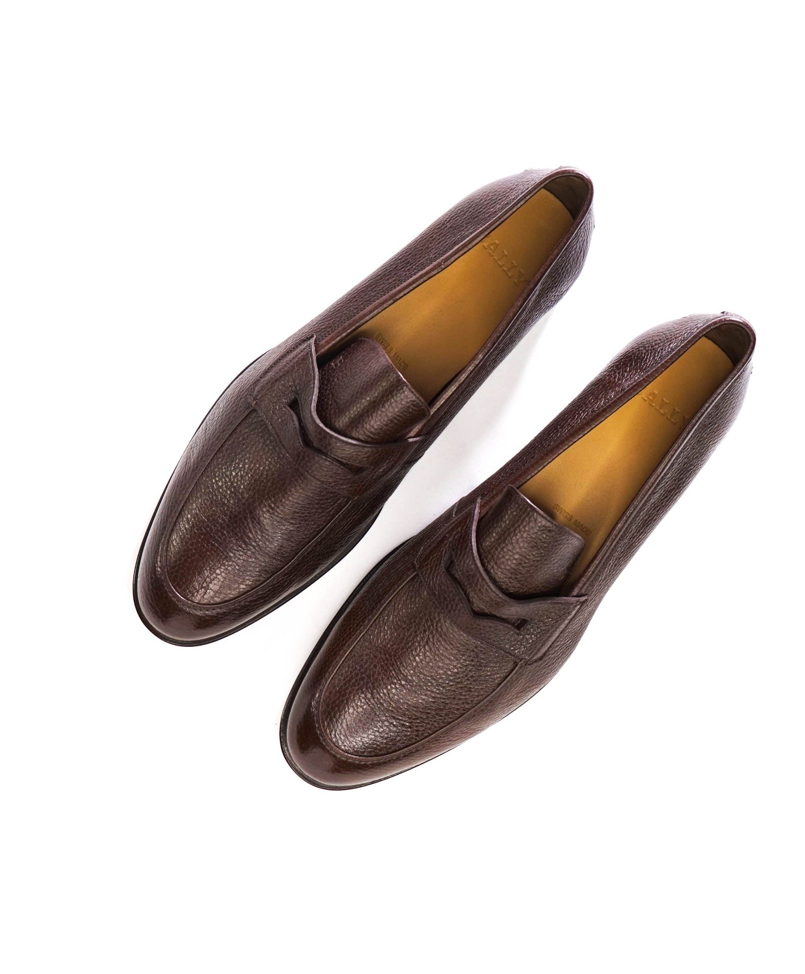 $750 BALLY - Brown Pebble Leather Loafers - US 12 (11UK)