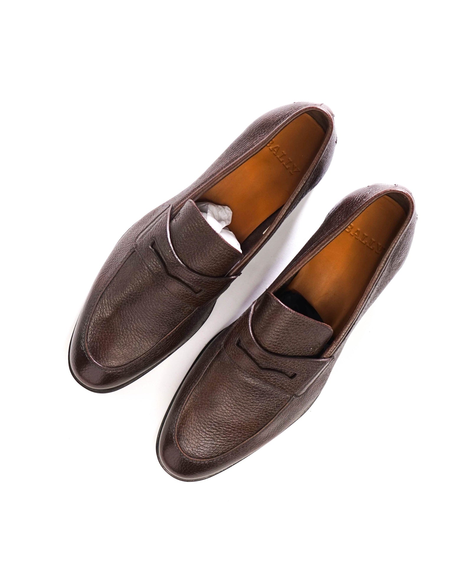 $750 BALLY - Brown Pebble Leather Loafers - US 10 (9UK)