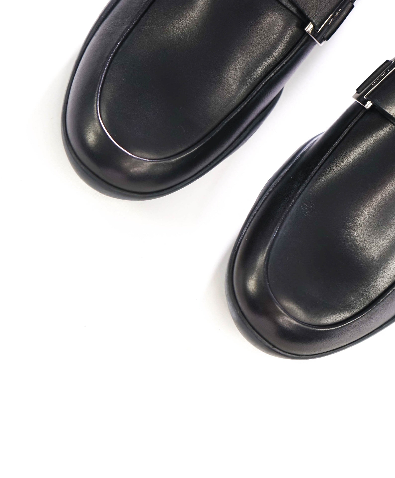 $950 PRADA - Black Leather Loafers - US 10 (9UK)