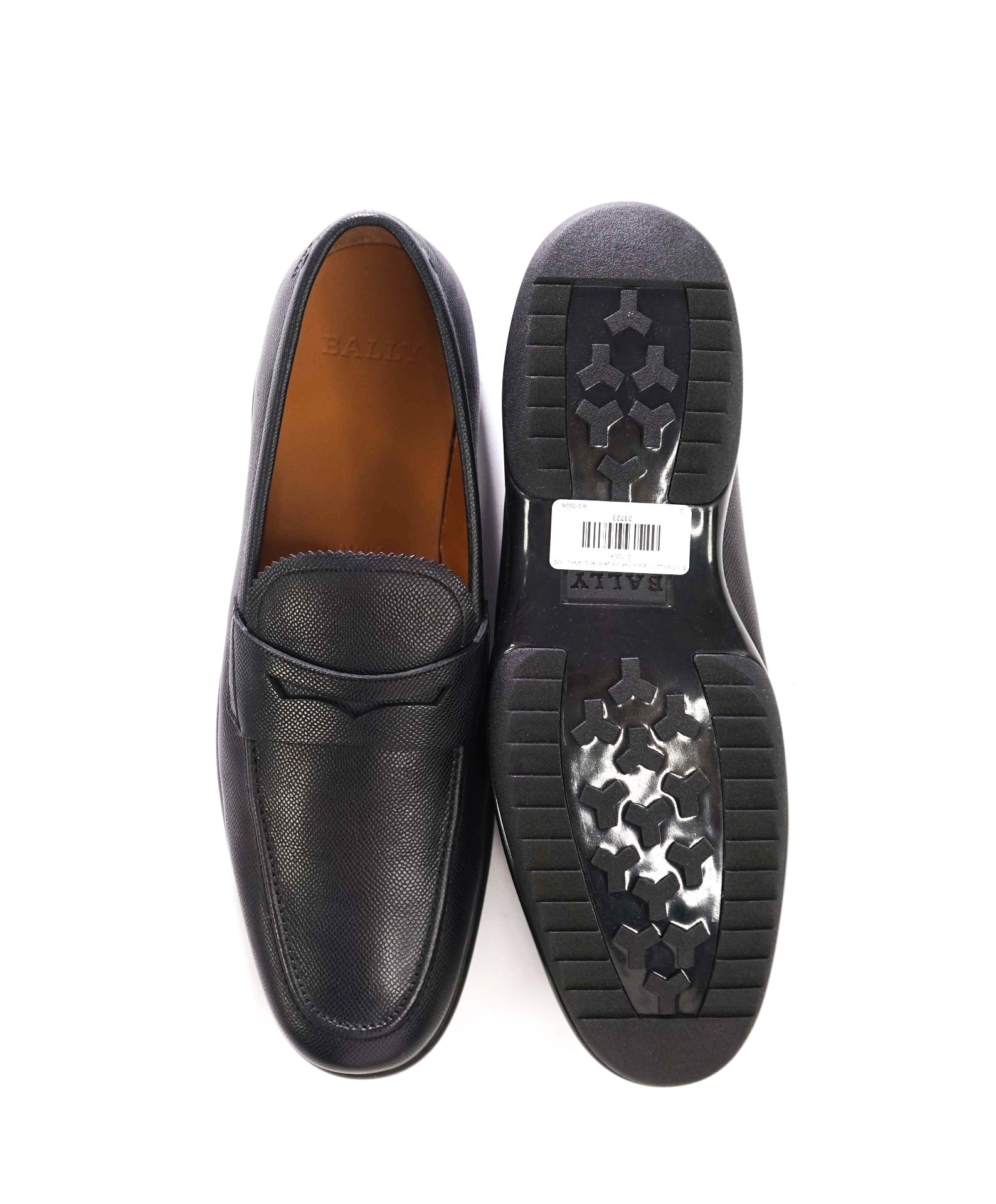 $750 BALLY - Black Pebble Leather Penny Loafers - US 13 (12UK)