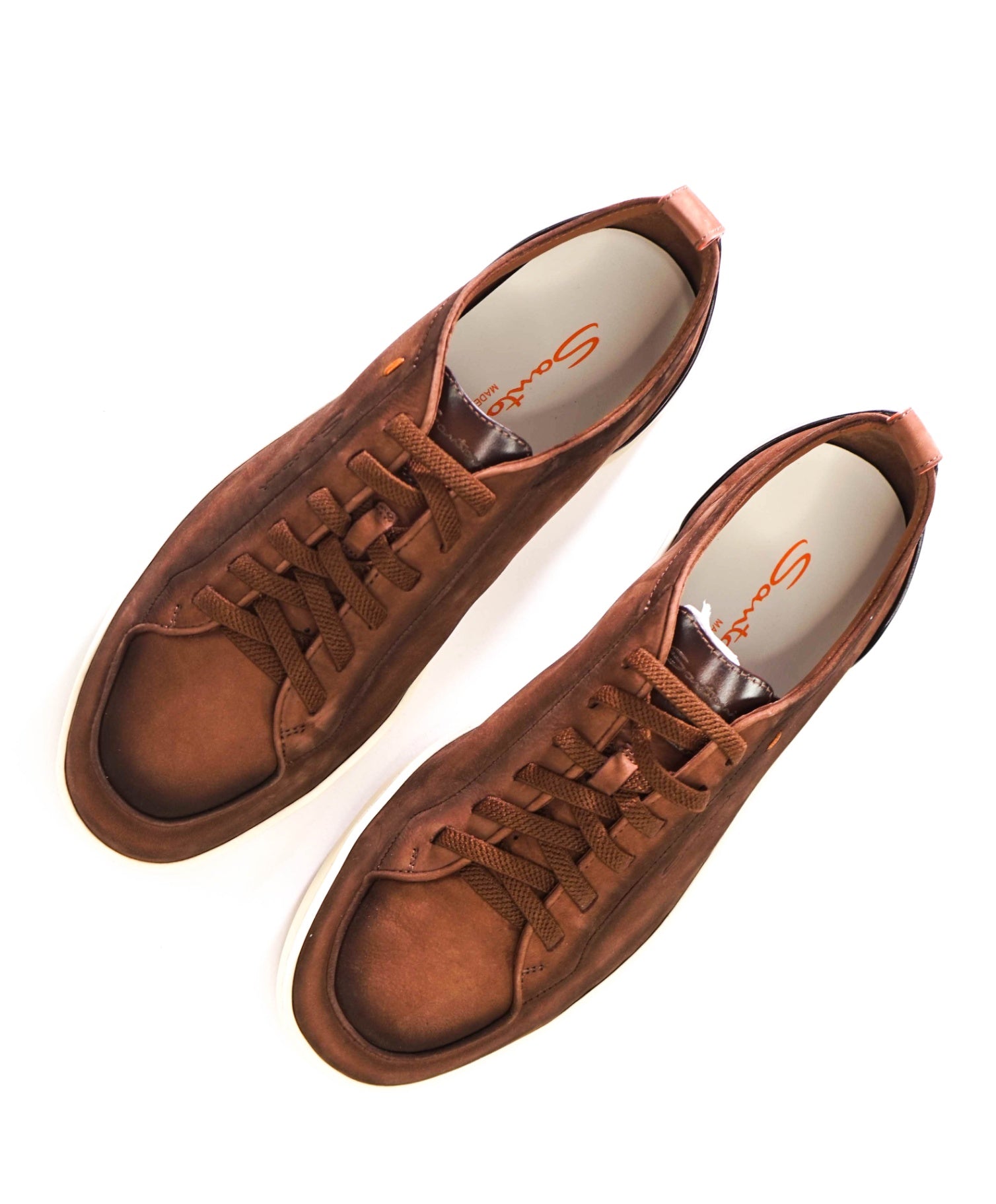 $890 SANTONI - Brown Suede MONTECARLO Sneakers - US 11 (10UK)