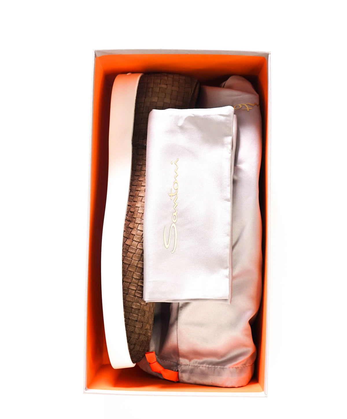 $950 SANTONI - Brown Woven DILATEWAVE Derby - US 12 (11UK)