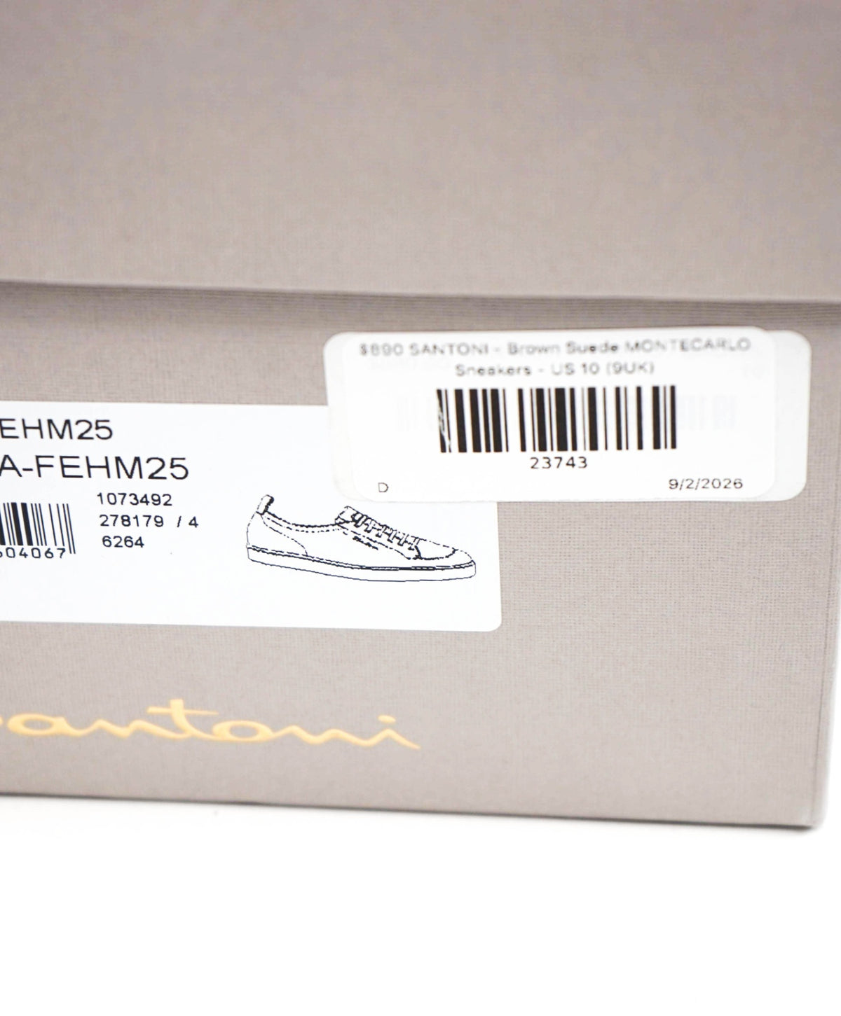 $890 SANTONI - Brown Suede MONTECARLO Sneakers - US 10 (9UK)