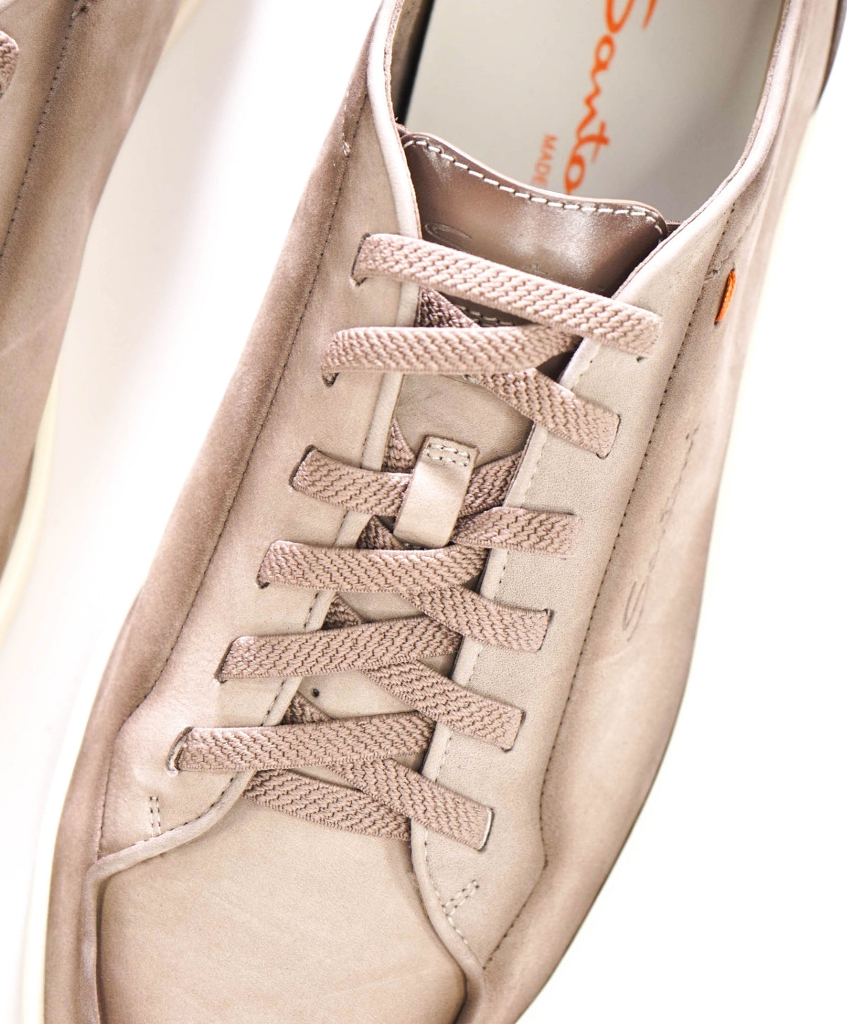 $890 SANTONI - Beige Suede MONTECARLO Sneakers - US 11 (10UK)