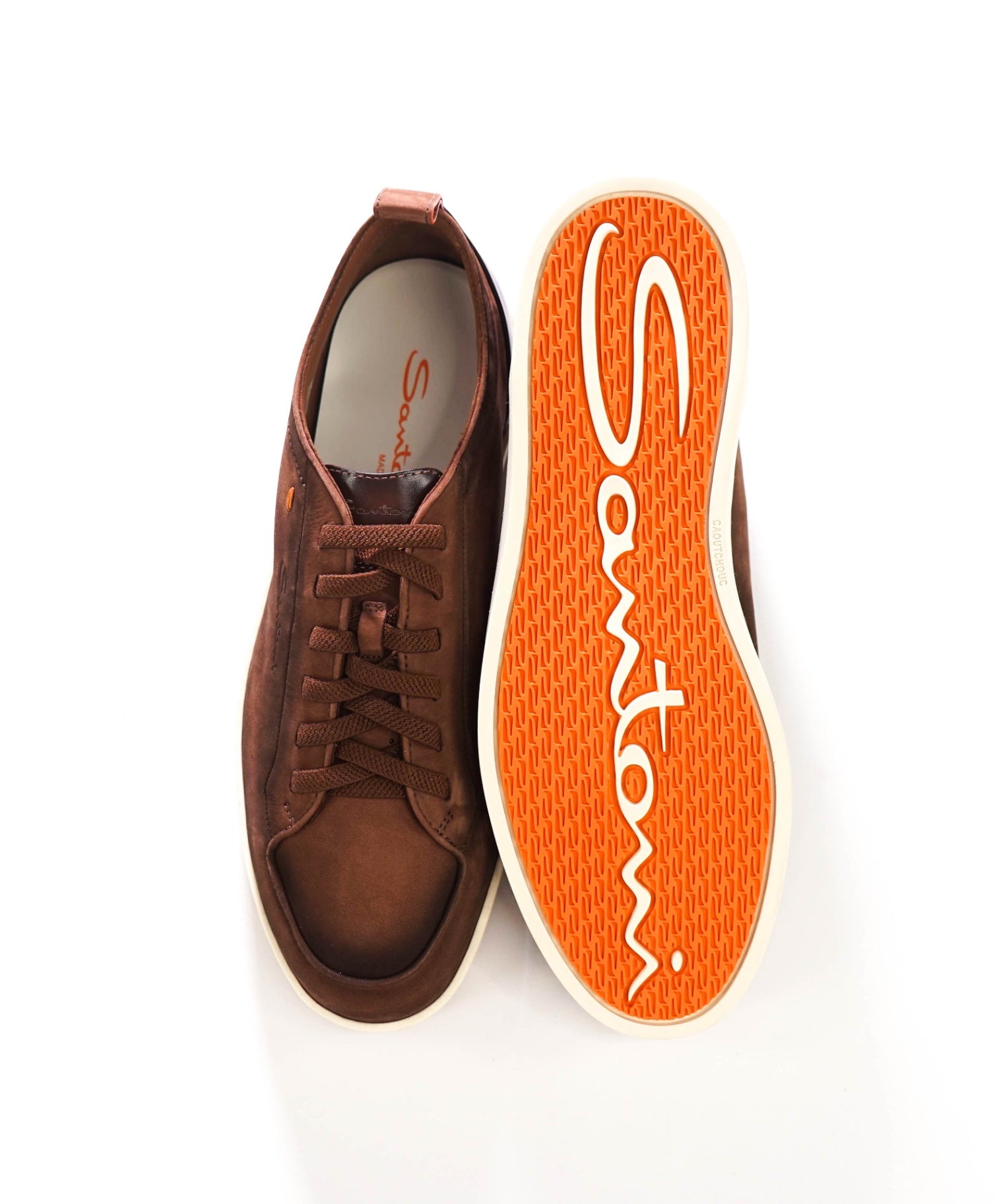 $890 SANTONI - Brown Suede MONTECARLO Sneakers - US 11 (10UK)