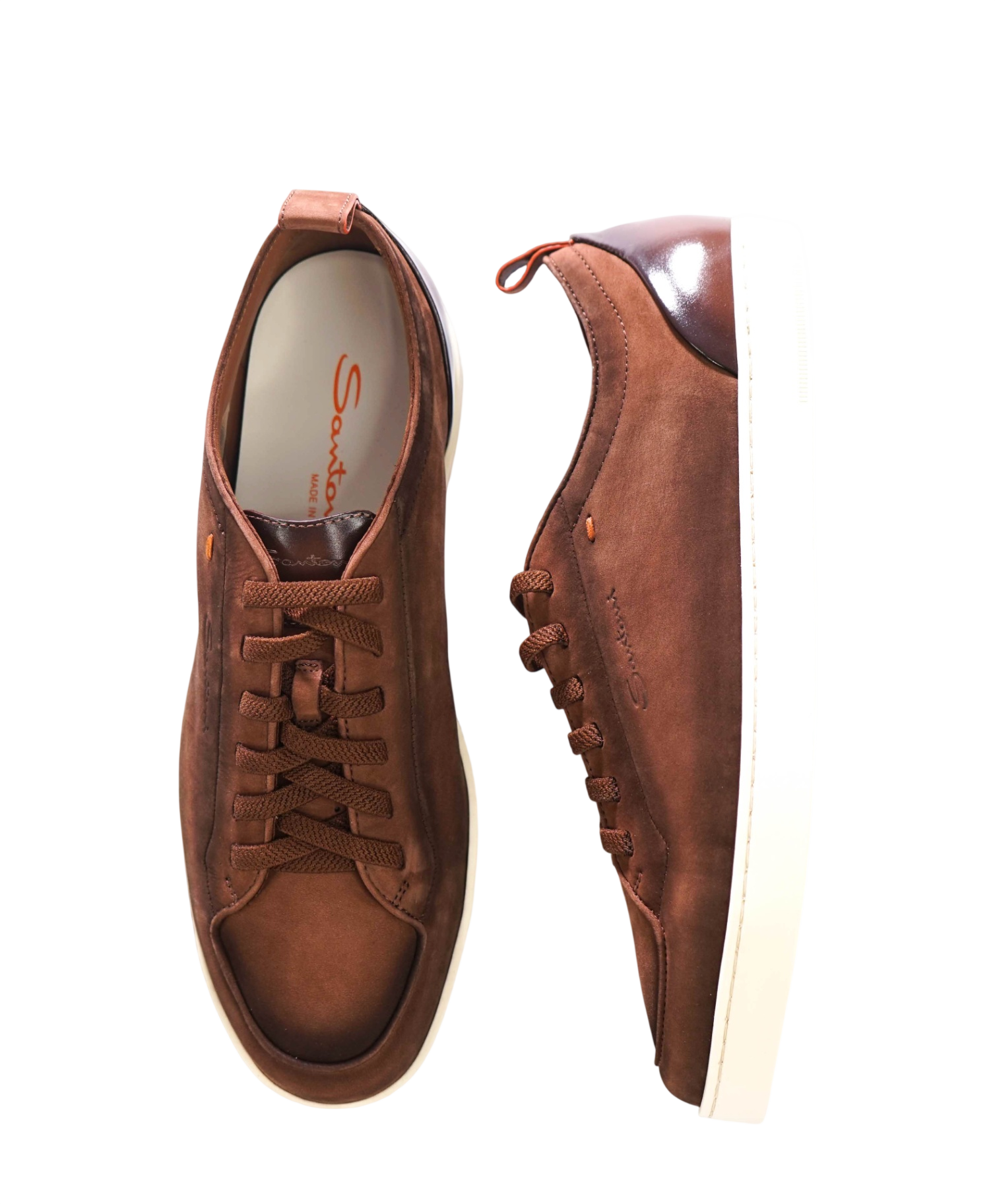 $890 SANTONI - Brown Suede MONTECARLO Sneakers - US 10.5 (9.5UK)