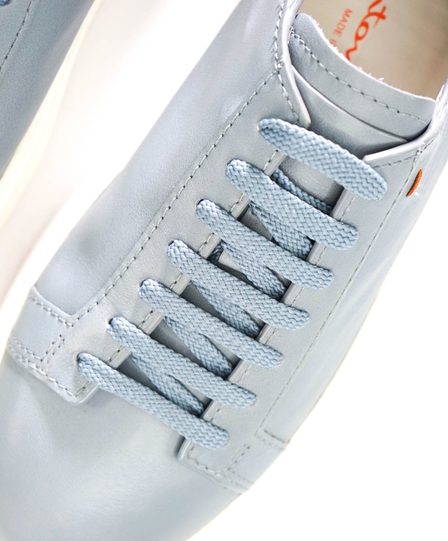 $790 SANTONI - Light Blue Leather/Suede Sneakers - US 8 (7UK)