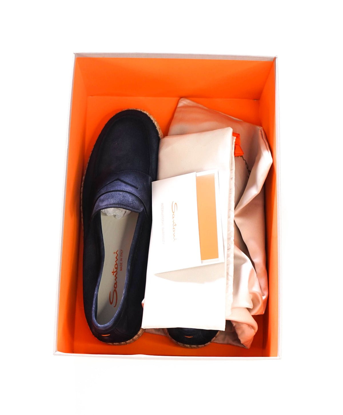 $890 SANTONI - Blue Suede CARLO Loafers - US 9 (8UK)