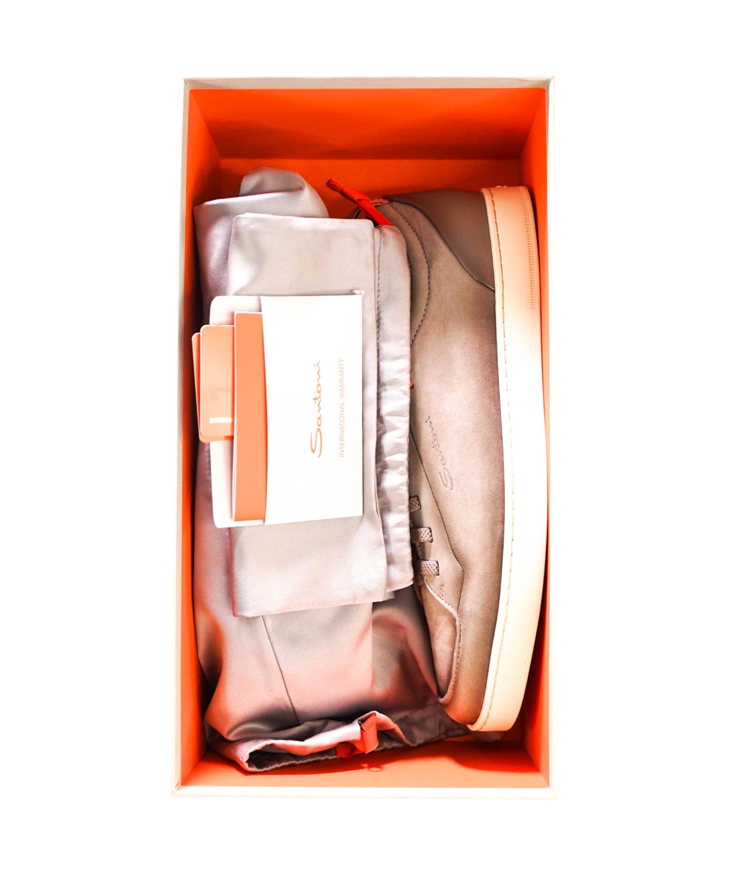 $890 SANTONI - Beige Suede MONTECARLO Sneakers - US 11 (10UK)