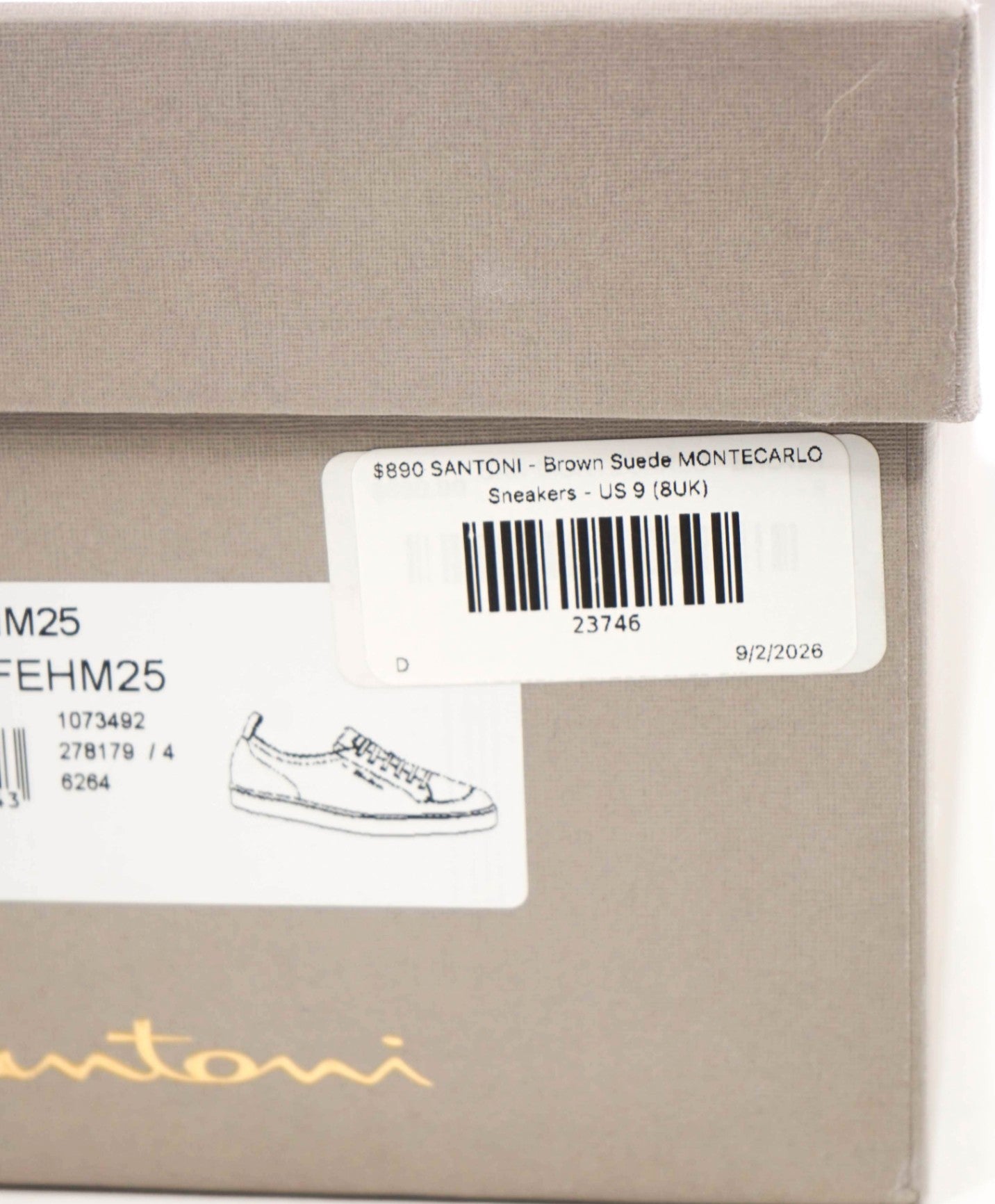 $890 SANTONI - Brown Suede MONTECARLO Sneakers - US 9 (8UK)