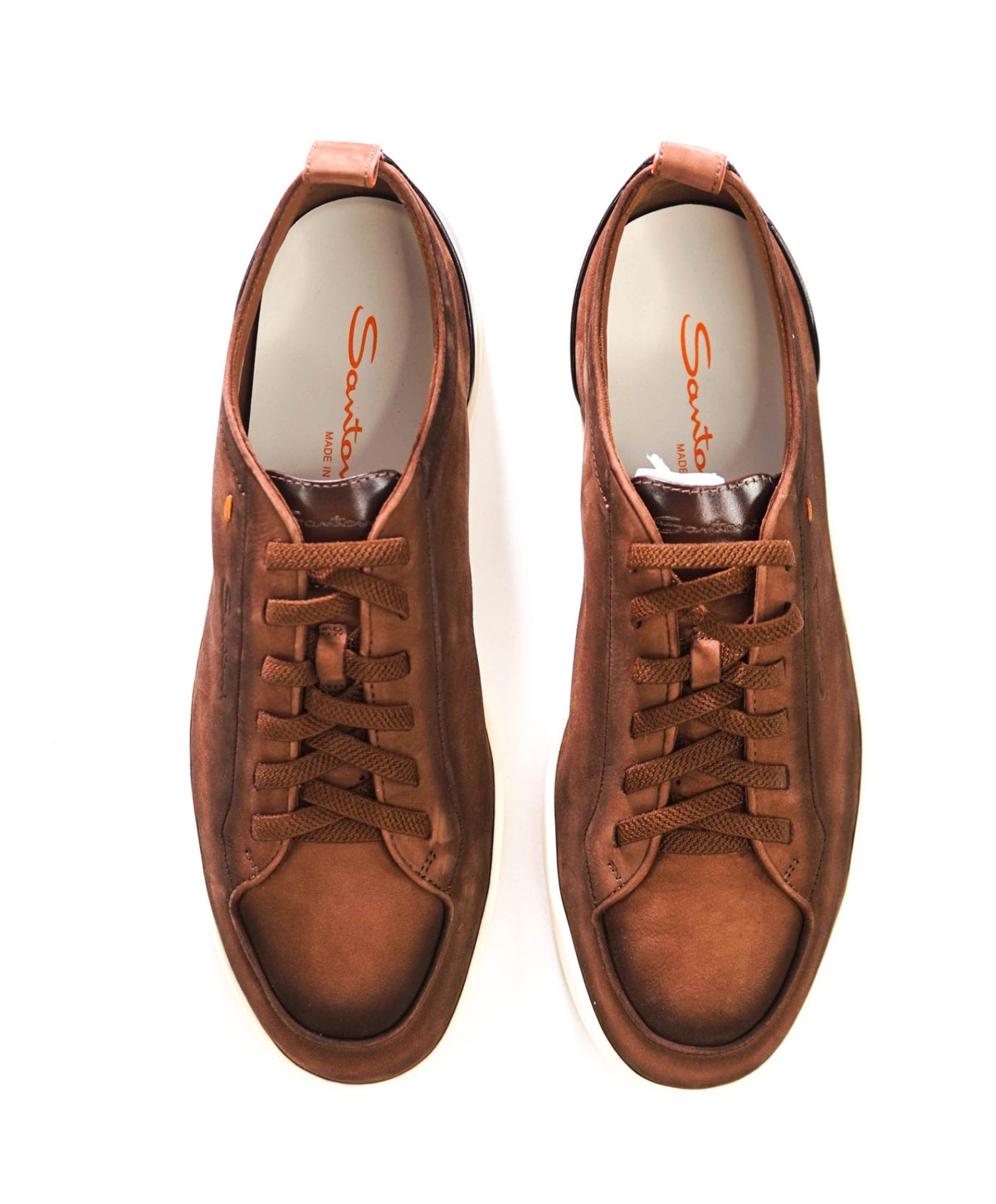 $890 SANTONI - Brown Suede MONTECARLO Sneakers - US 8.5 (7.5UK)