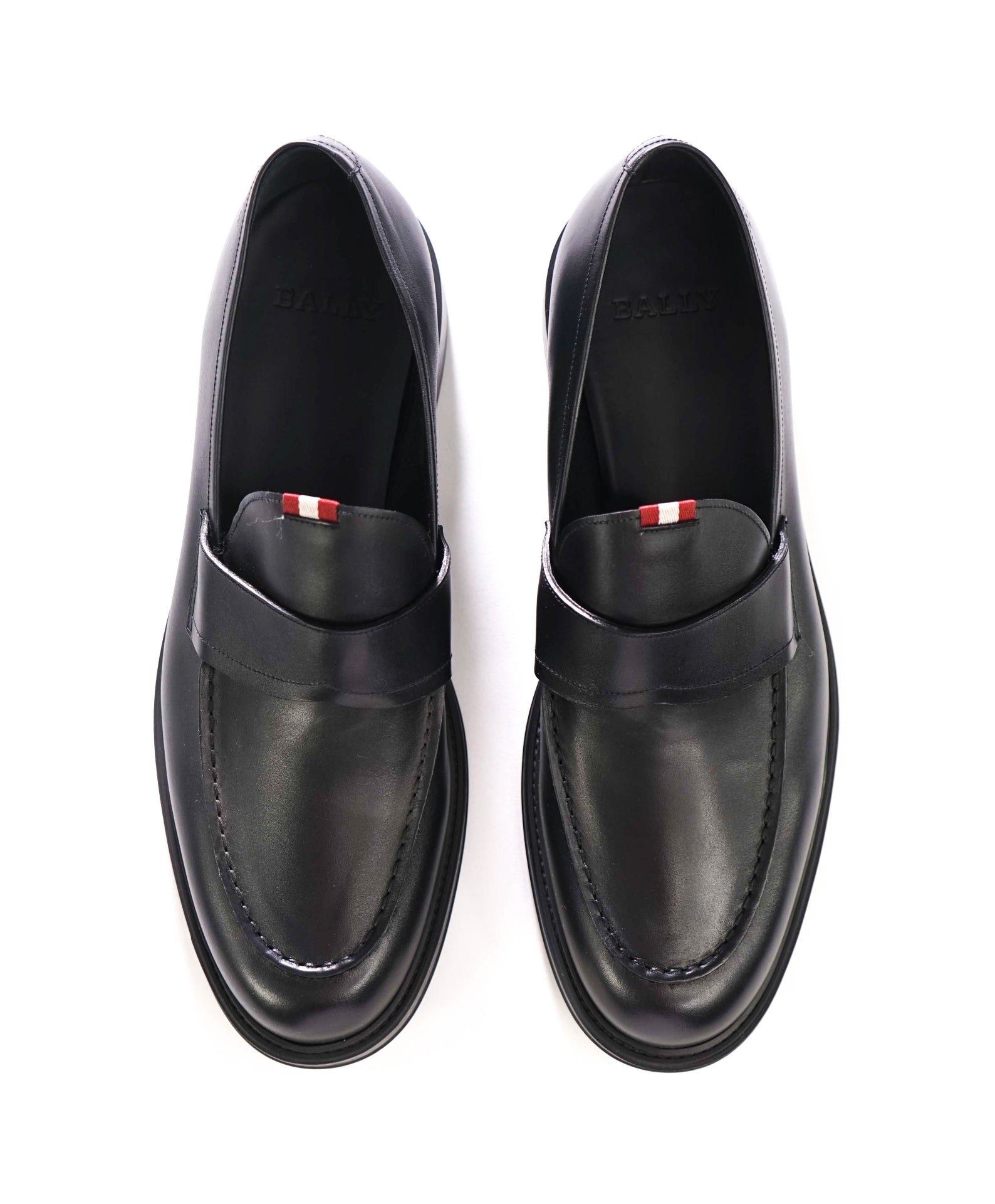$615 BALLY - Black Leather Loafers - US 12 (11UK)