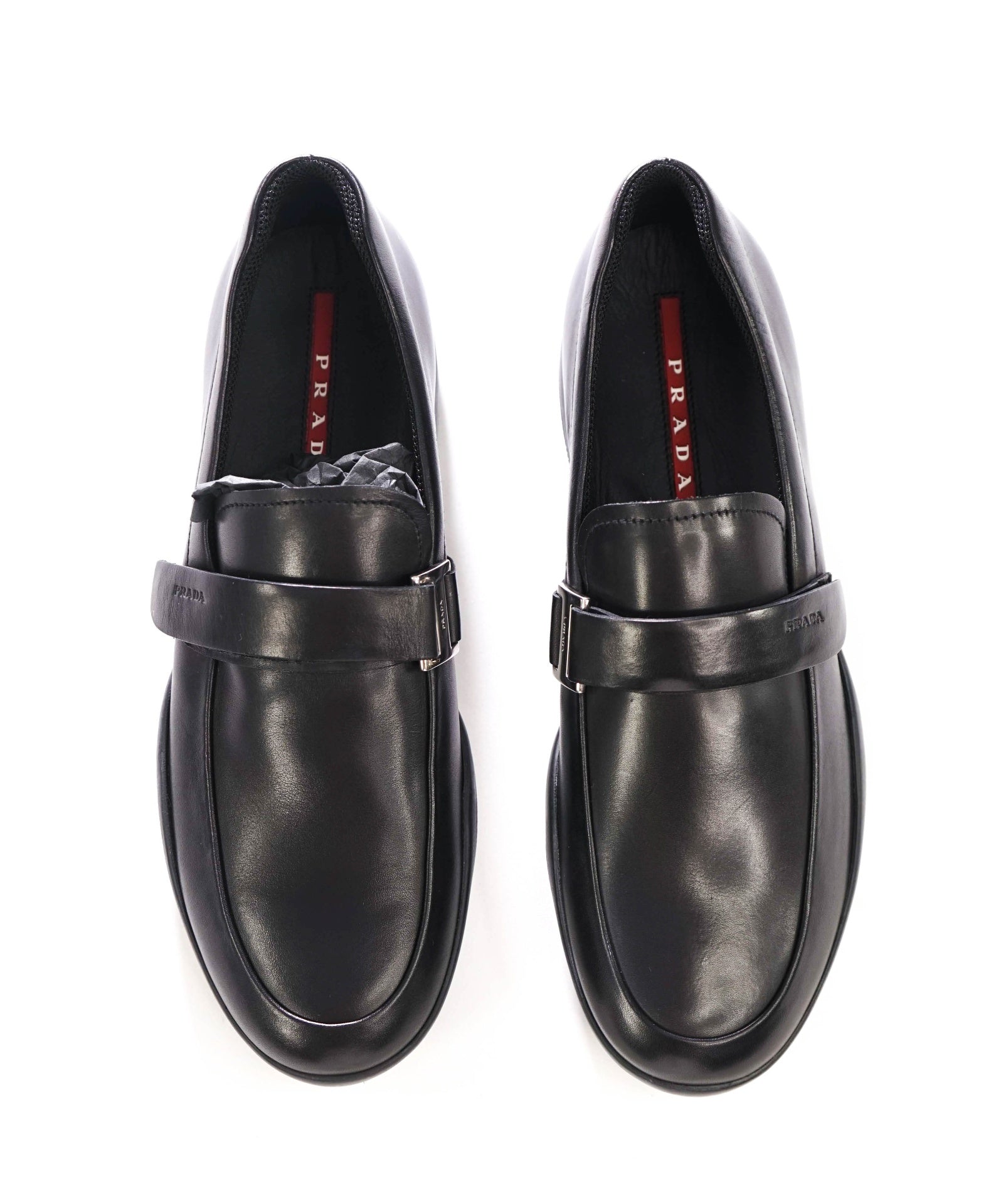 $950 PRADA - Black Leather Loafers - US 10 (9UK)