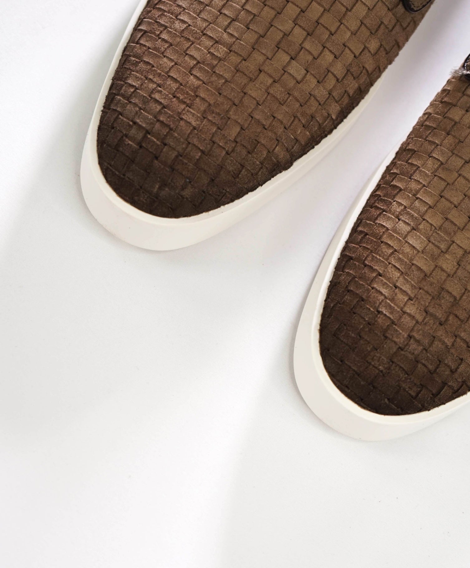 $950 SANTONI - Brown Woven DILATEWAVE Derby - US 12 (11UK)