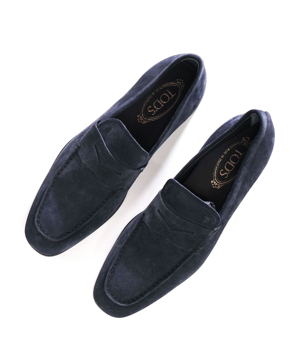 $925 TOD'S - Navy Blue Suede Penny Loafers - US 8.5 (7.5UK)