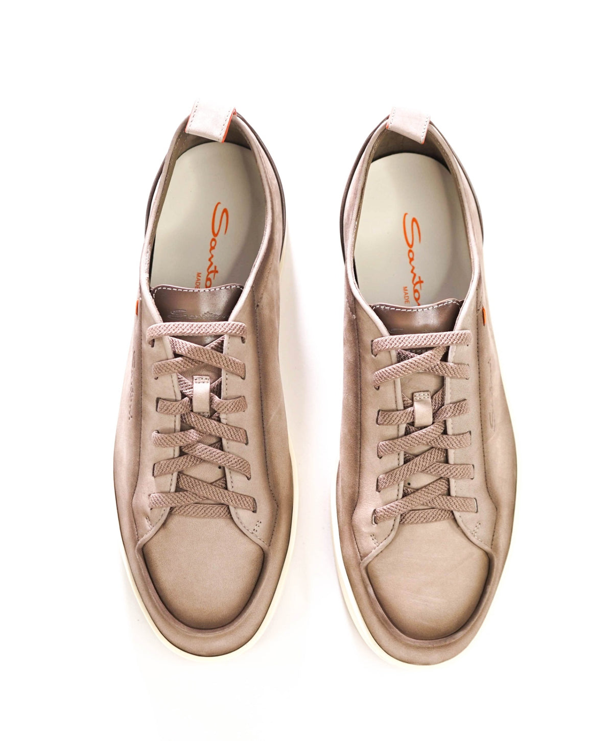 $890 SANTONI - Stone Suede MONTECARLO Sneakers - US 11.5 (10.5UK)
