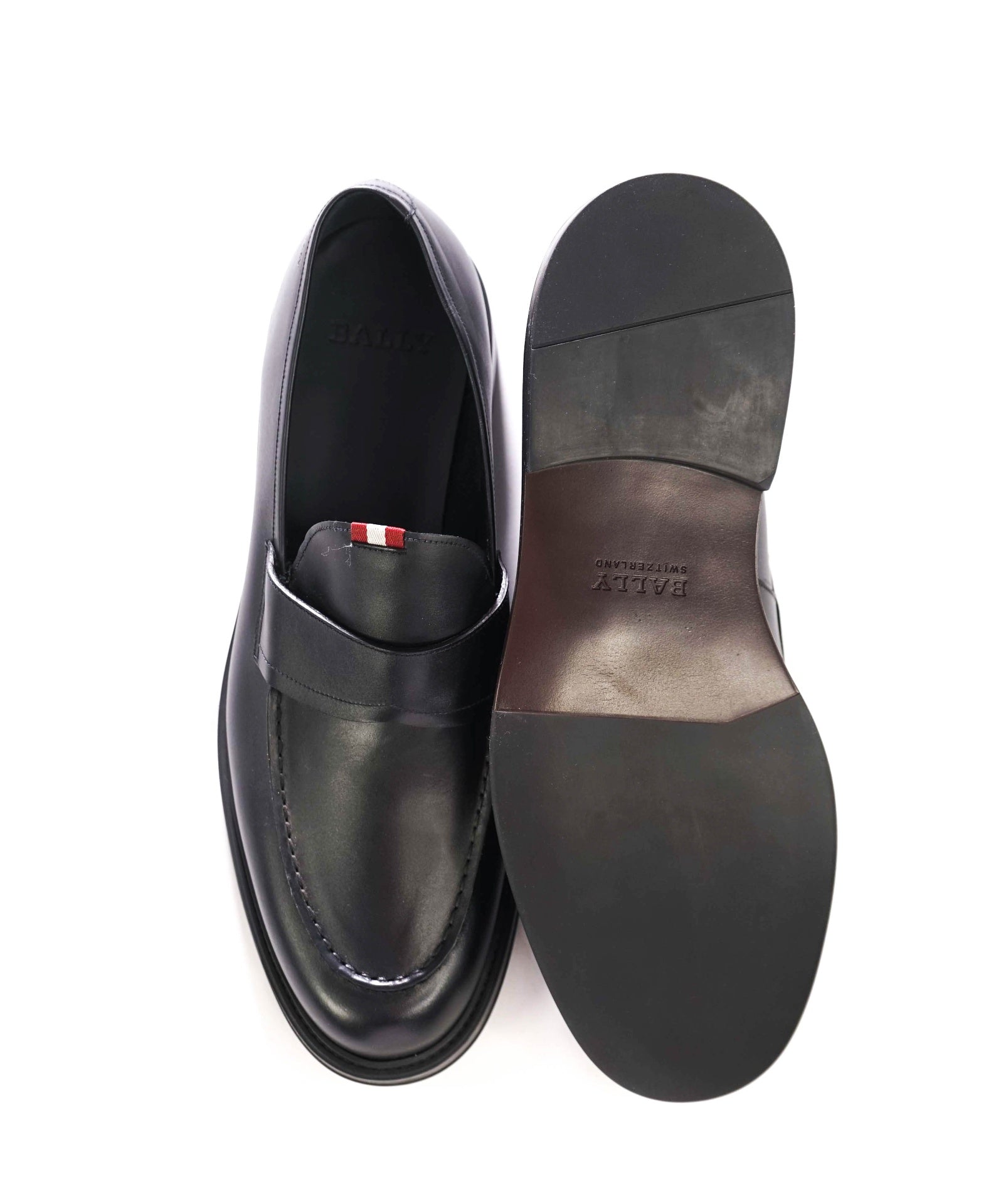 $615 BALLY - Black Leather Loafers - US 12 (11UK)