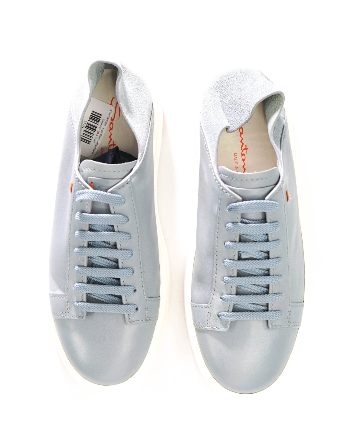 $790 SANTONI - Light Blue Leather/Suede Sneakers - US 8 (7UK)