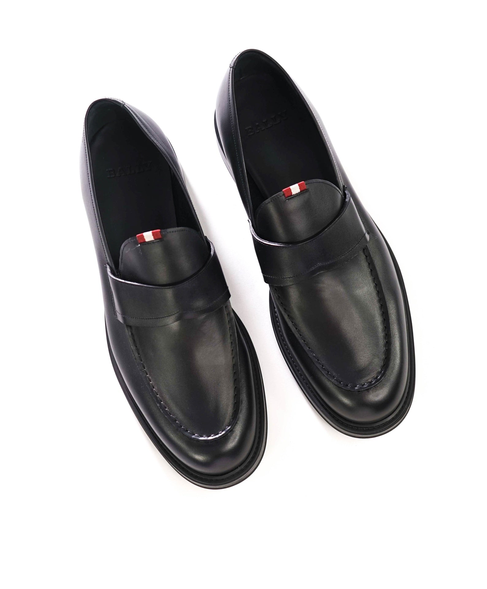 $615 BALLY - Black Leather Loafers - US 12 (11UK)