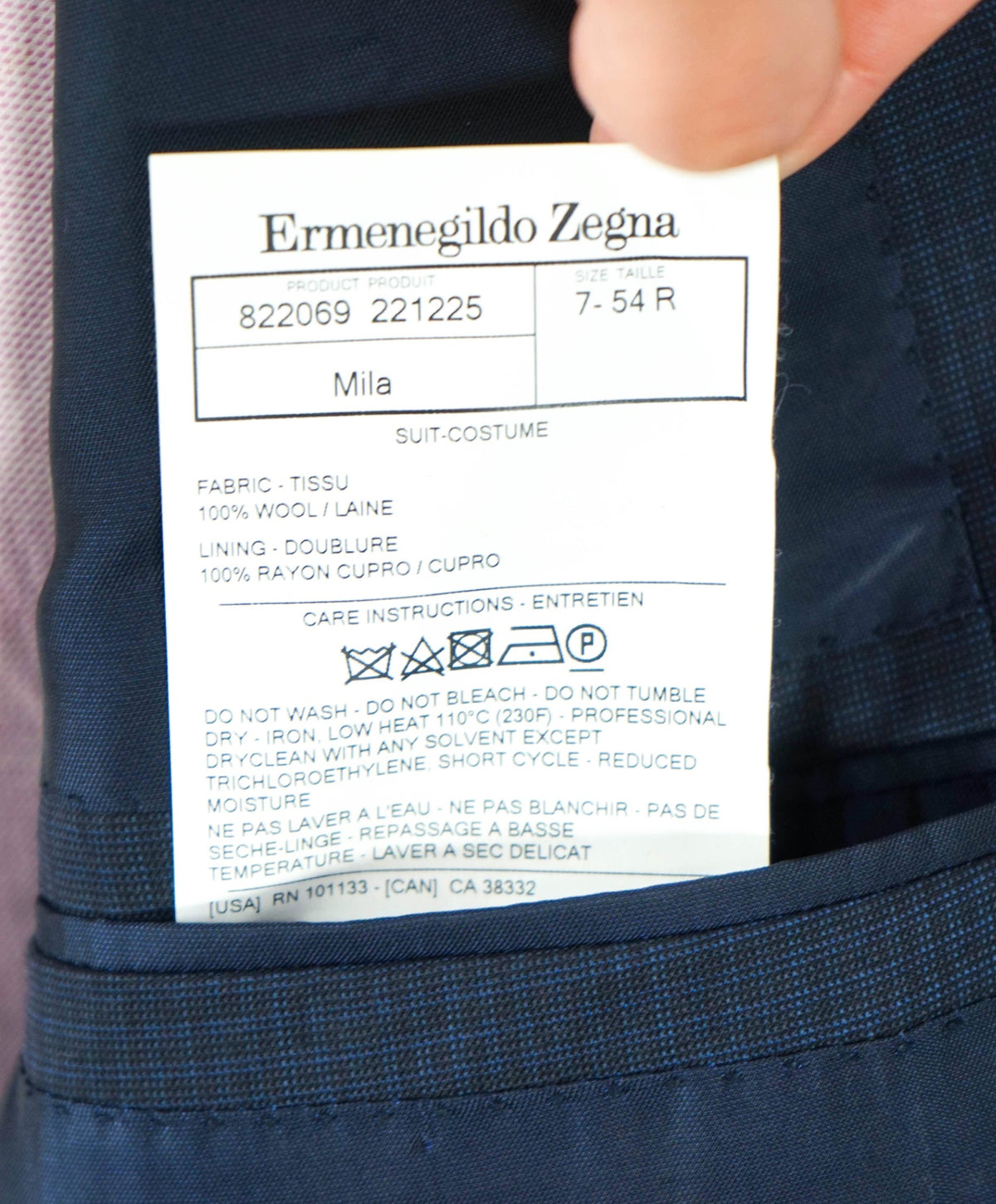 $2,895 ZEGNA -"MULTISEASON" Navy Micro Check Wool Blazer- 44R