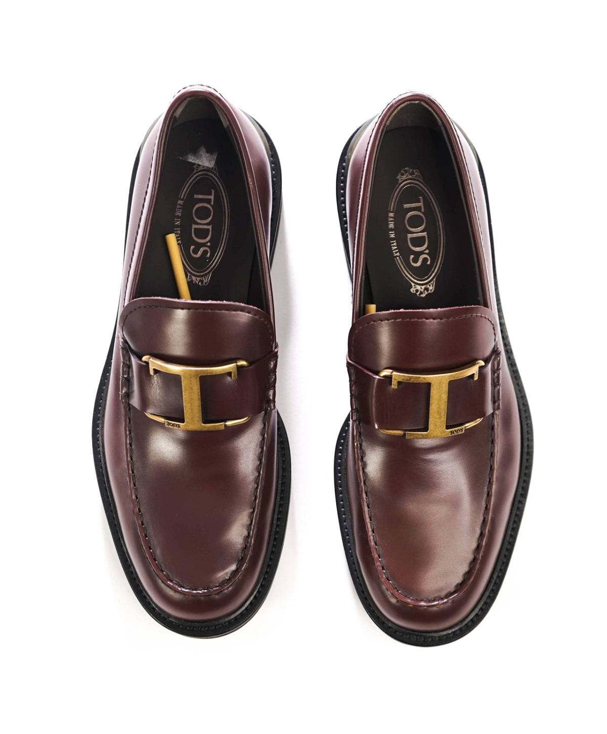 $850 TOD'S - Brown Leather Lug-Sole Loafers - US 8 (7UK)