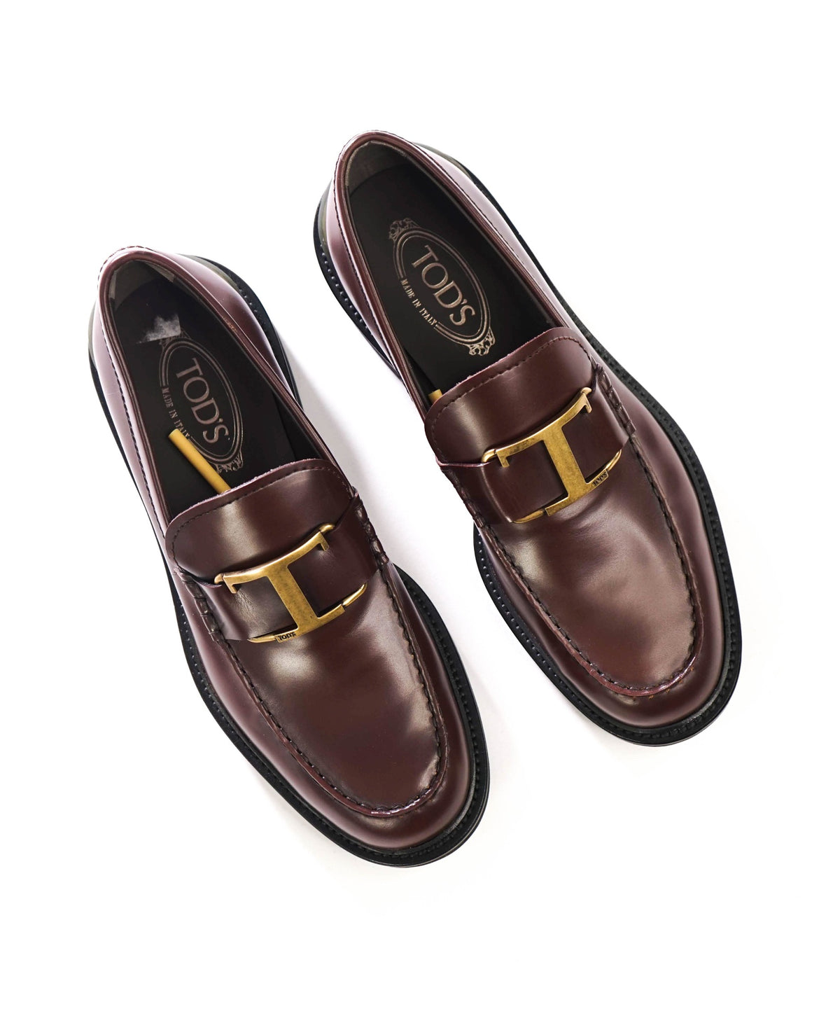 $850 TOD'S - Brown Leather Lug-Sole Loafers - US 8 (7UK)