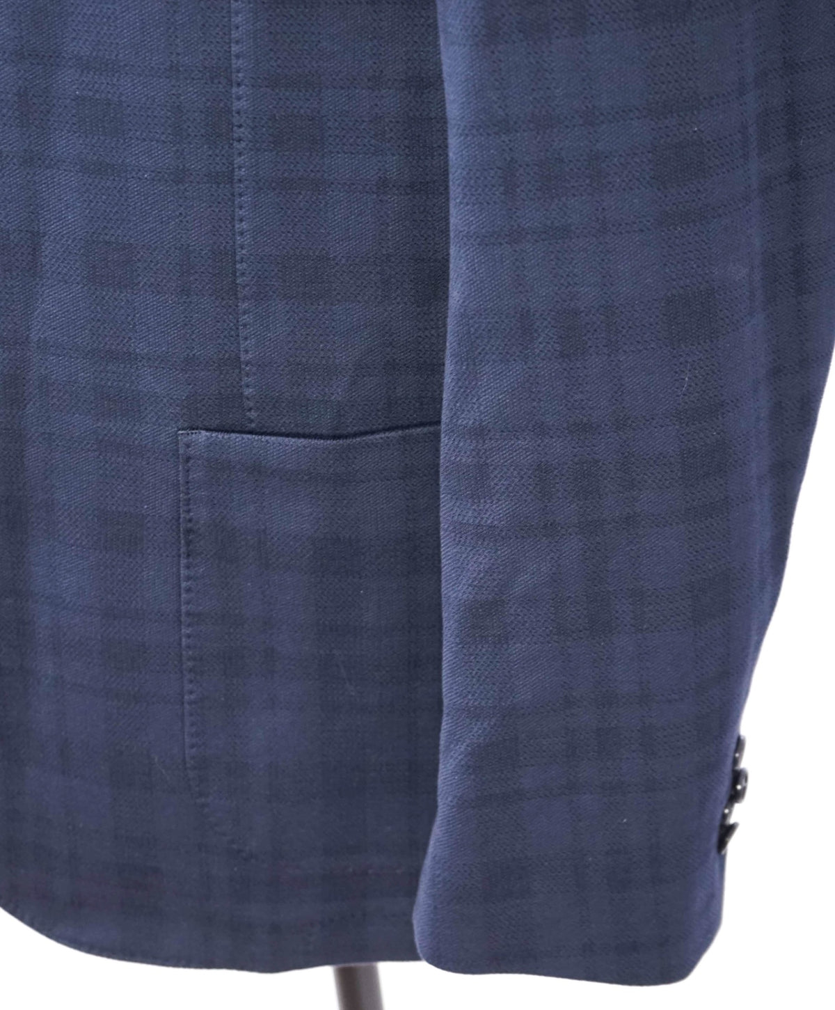 $1,200 SAKS 5TH AVE - Navy Blue Tonal Plaid Cotton Blazer - 46R