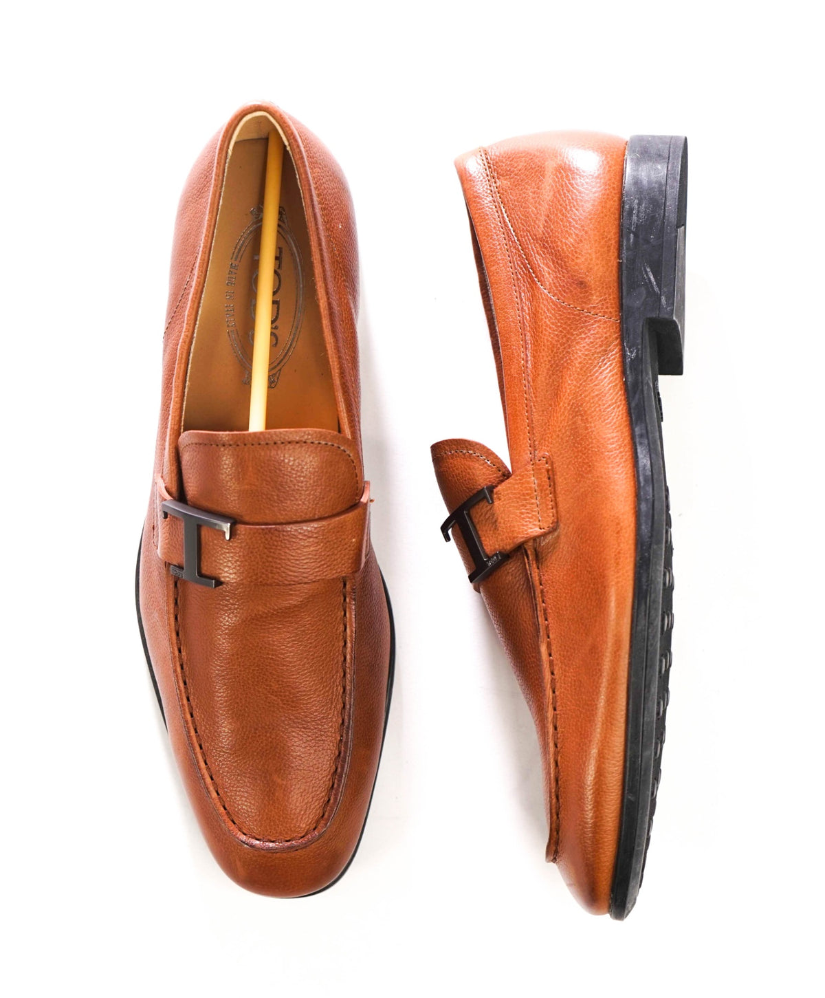 $750 TOD'S - Brown Pebble Leather Loafers - US 8 (7UK)