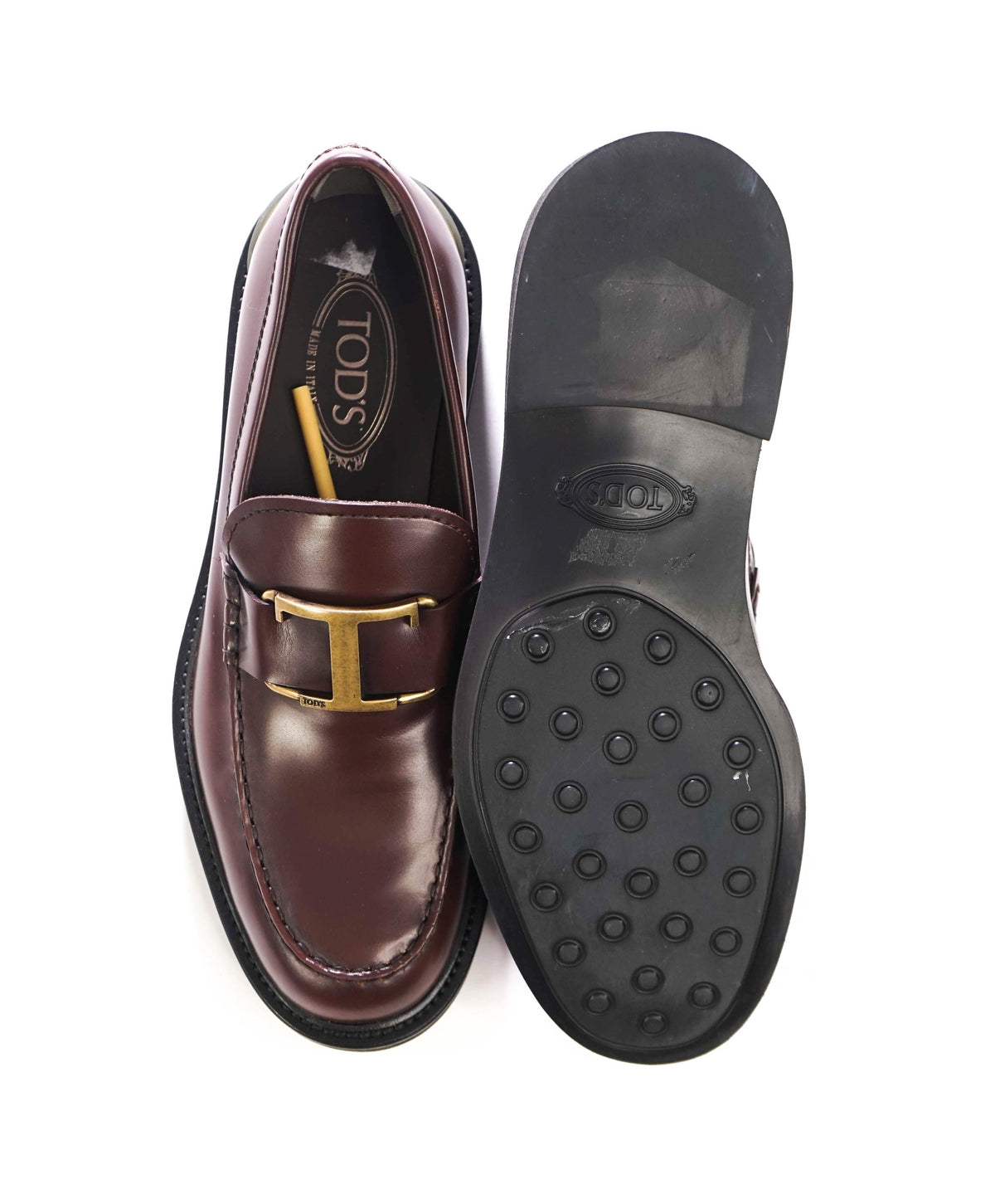 $850 TOD'S - Brown Leather Lug-Sole Loafers - US 8 (7UK)